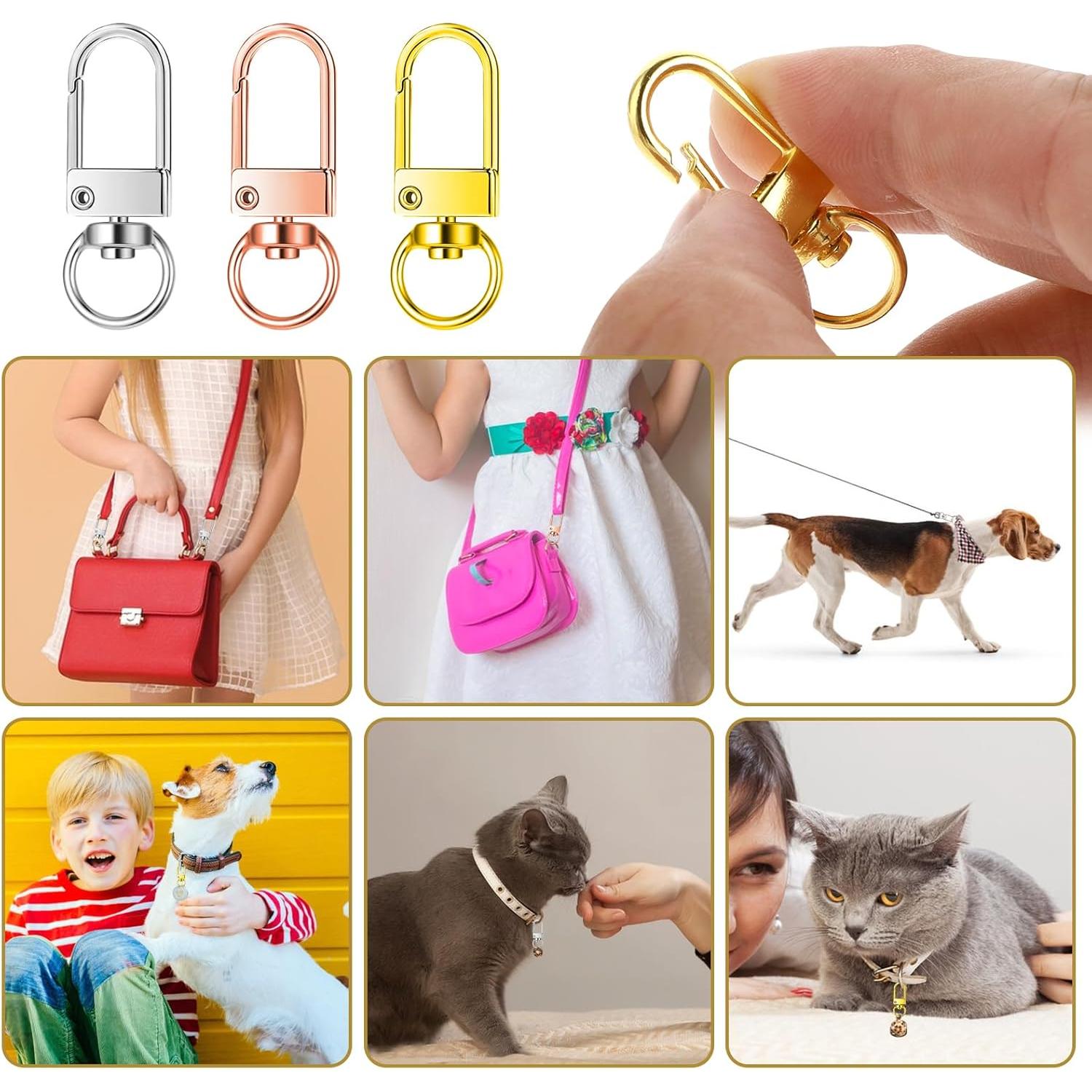 30 Ganchos de Langosta Giratorios Metal AHQiZFX - Oro, Plata, Rosa