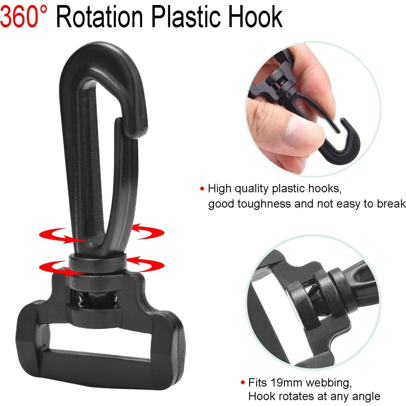 Juego de 12 Ganchos Giratorios de Plástico CooBigo 66.5mm