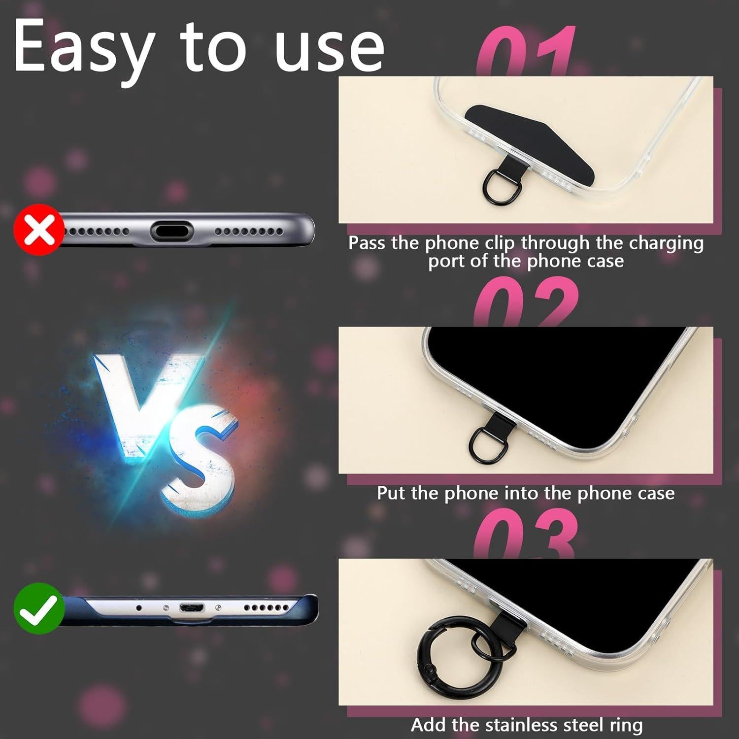 4 Ganchos de Sujeción para Teléfono Metal Acero Inoxidable