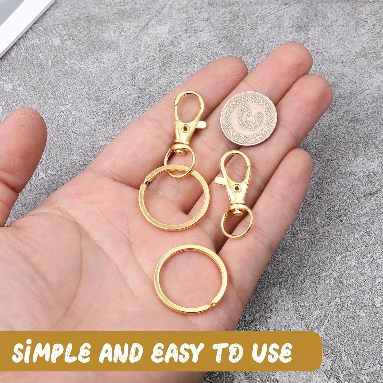 60 Ganchos de Langosta Dorados y Anillos de Llave FdcLixuvol