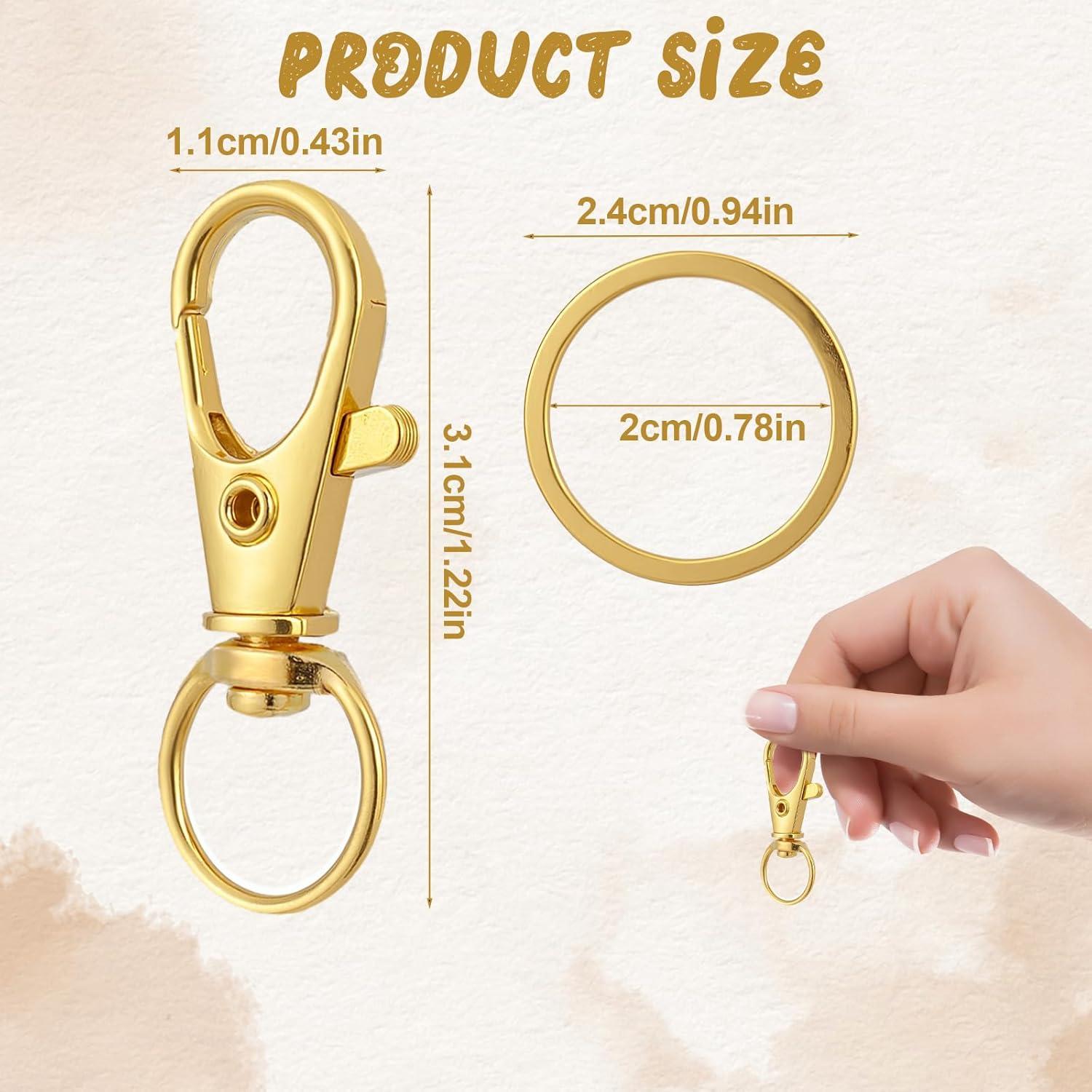 60 Ganchos de Langosta Dorados y Anillos de Llave FdcLixuvol