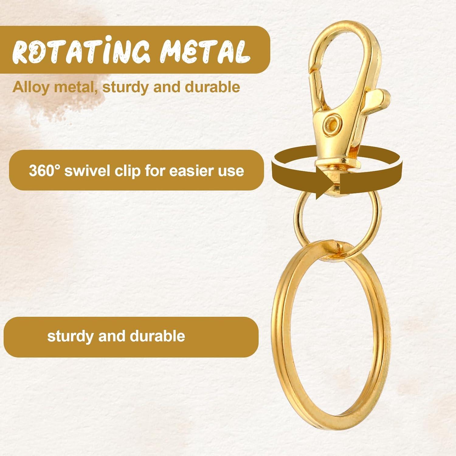 60 Ganchos de Langosta Dorados y Anillos de Llave FdcLixuvol