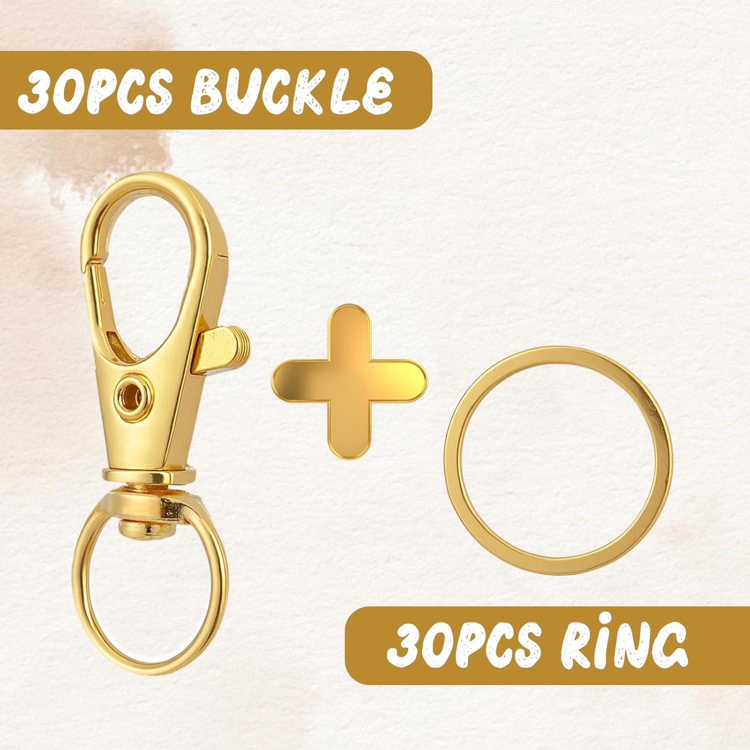 60 Ganchos de Langosta Dorados y Anillos de Llave FdcLixuvol