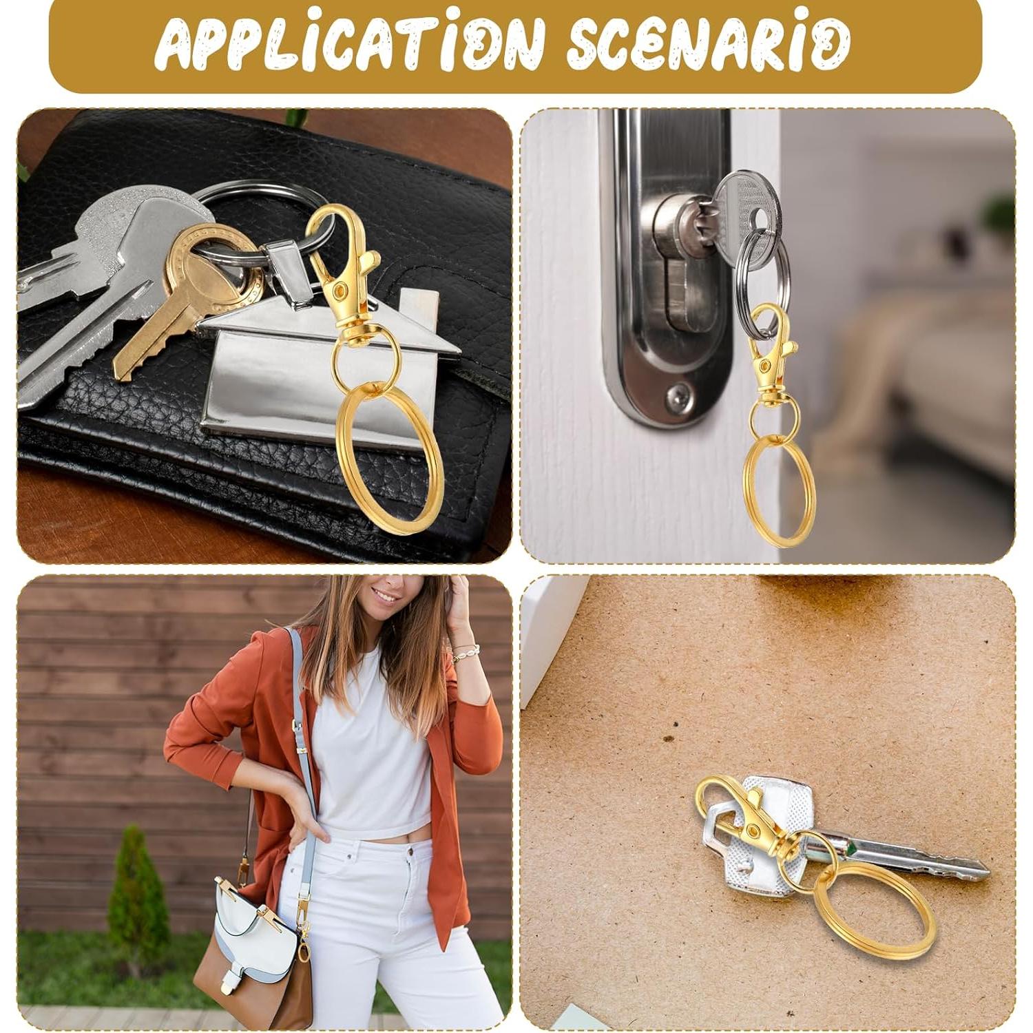 60 Ganchos de Langosta Dorados y Anillos de Llave FdcLixuvol