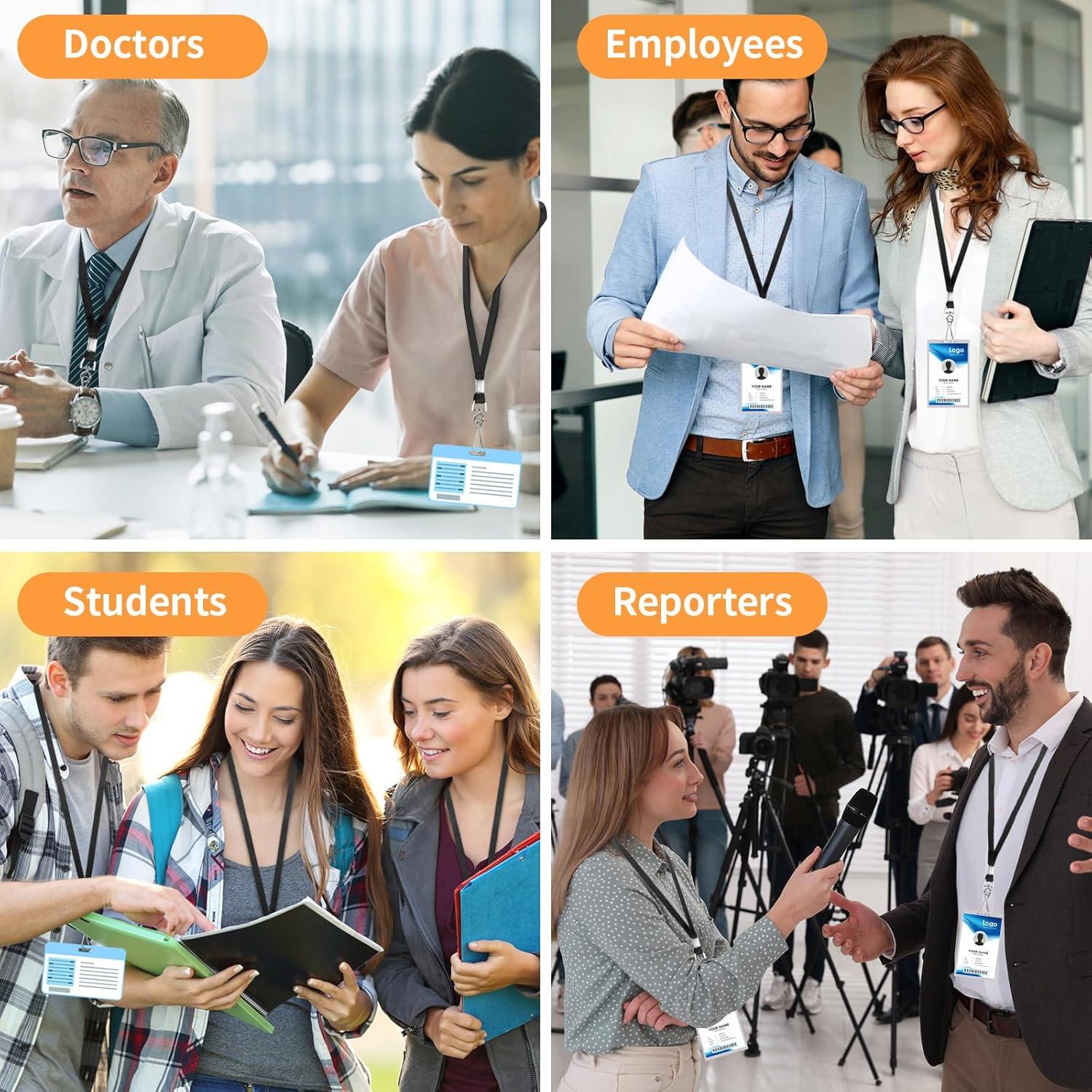 Cintas de Cuello PEASUG 50 Unidades Negras con Clip Giratorio