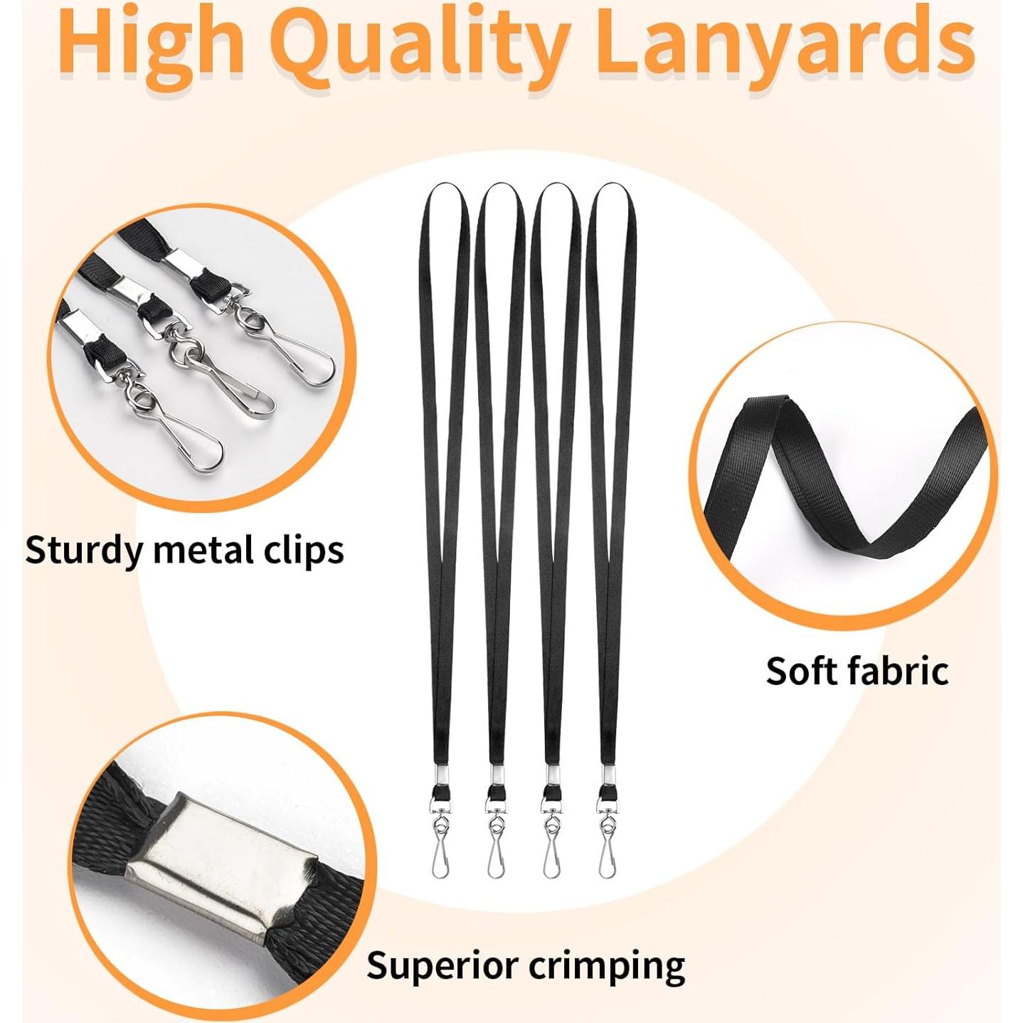 Cintas de Cuello PEASUG 50 Unidades Negras con Clip Giratorio