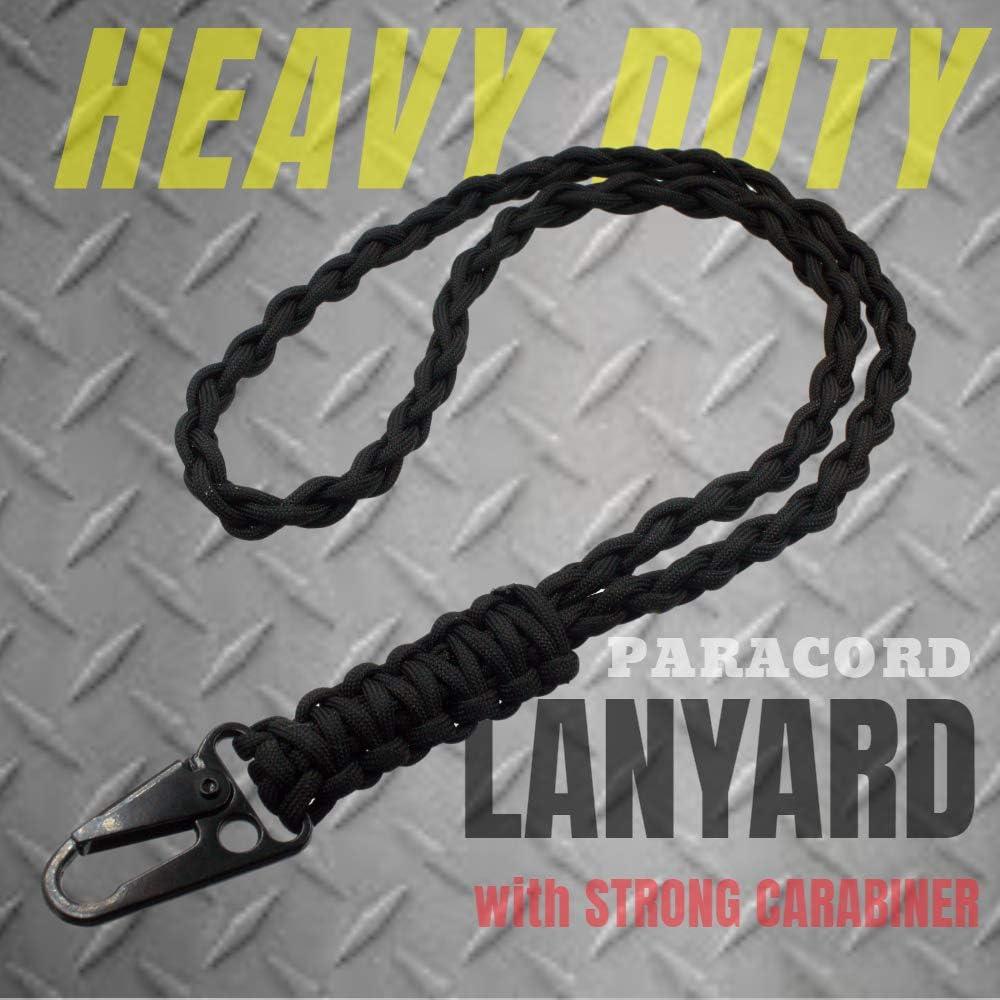 Lanyard de Paracord FAMOORE con Gancho de Metal Negro 56cm