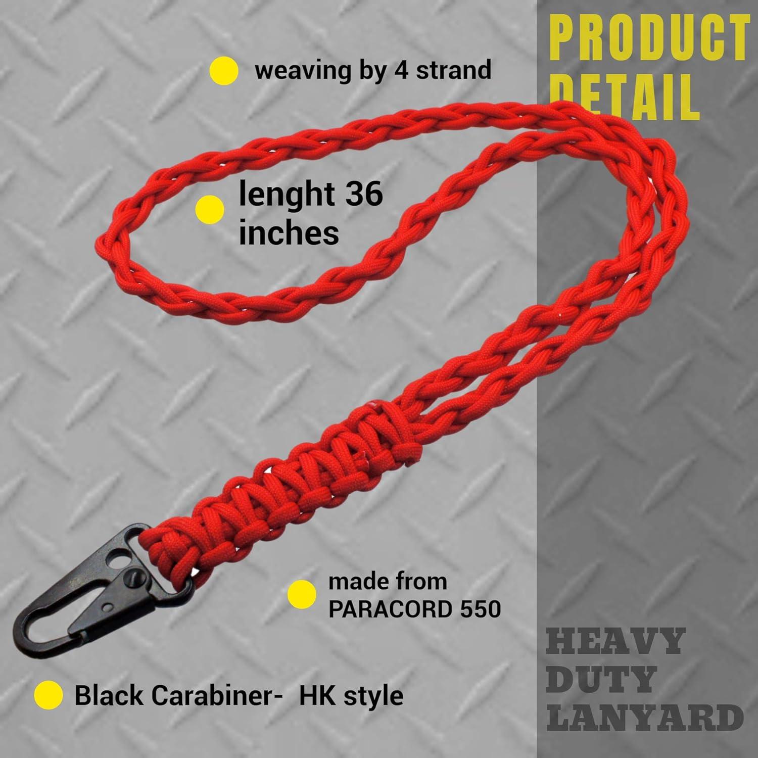 Lanyard de Paracord FAMOORE con Gancho de Metal Negro 56cm