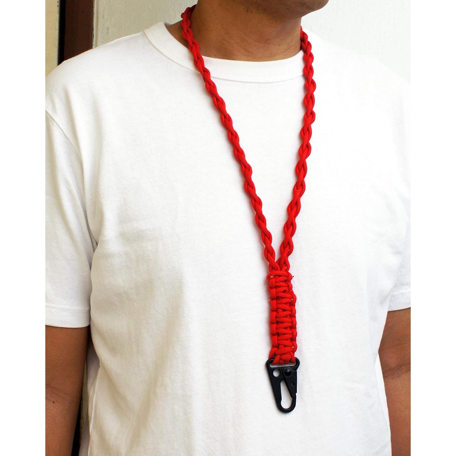 Lanyard de Paracord FAMOORE con Gancho de Metal Negro 56cm