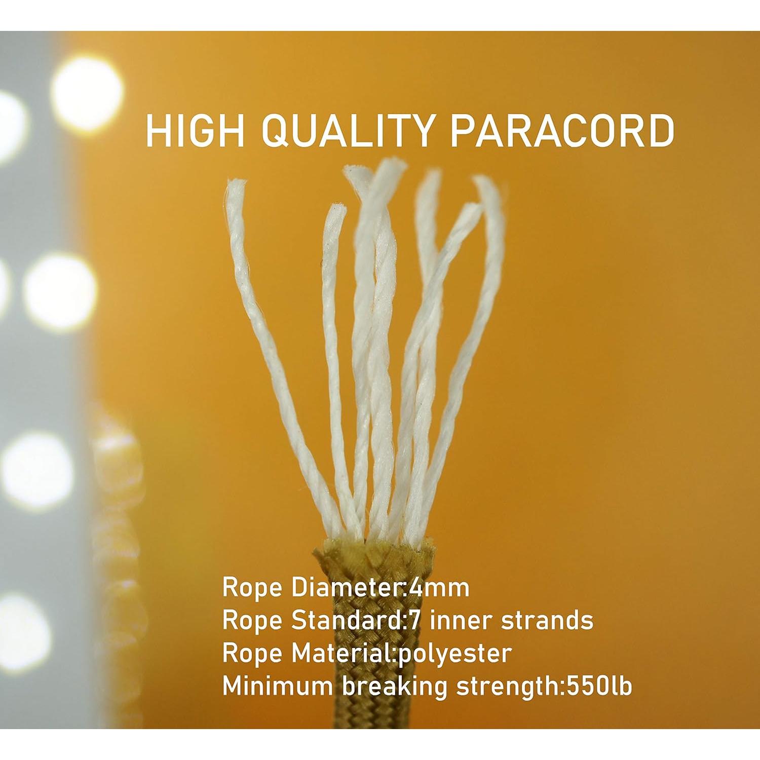 Lanyard de Paracord FAMOORE con Gancho de Metal Negro 56cm