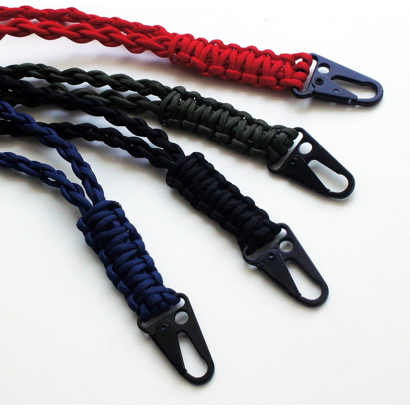 Lanyard de Paracord FAMOORE con Gancho de Metal Negro 56cm
