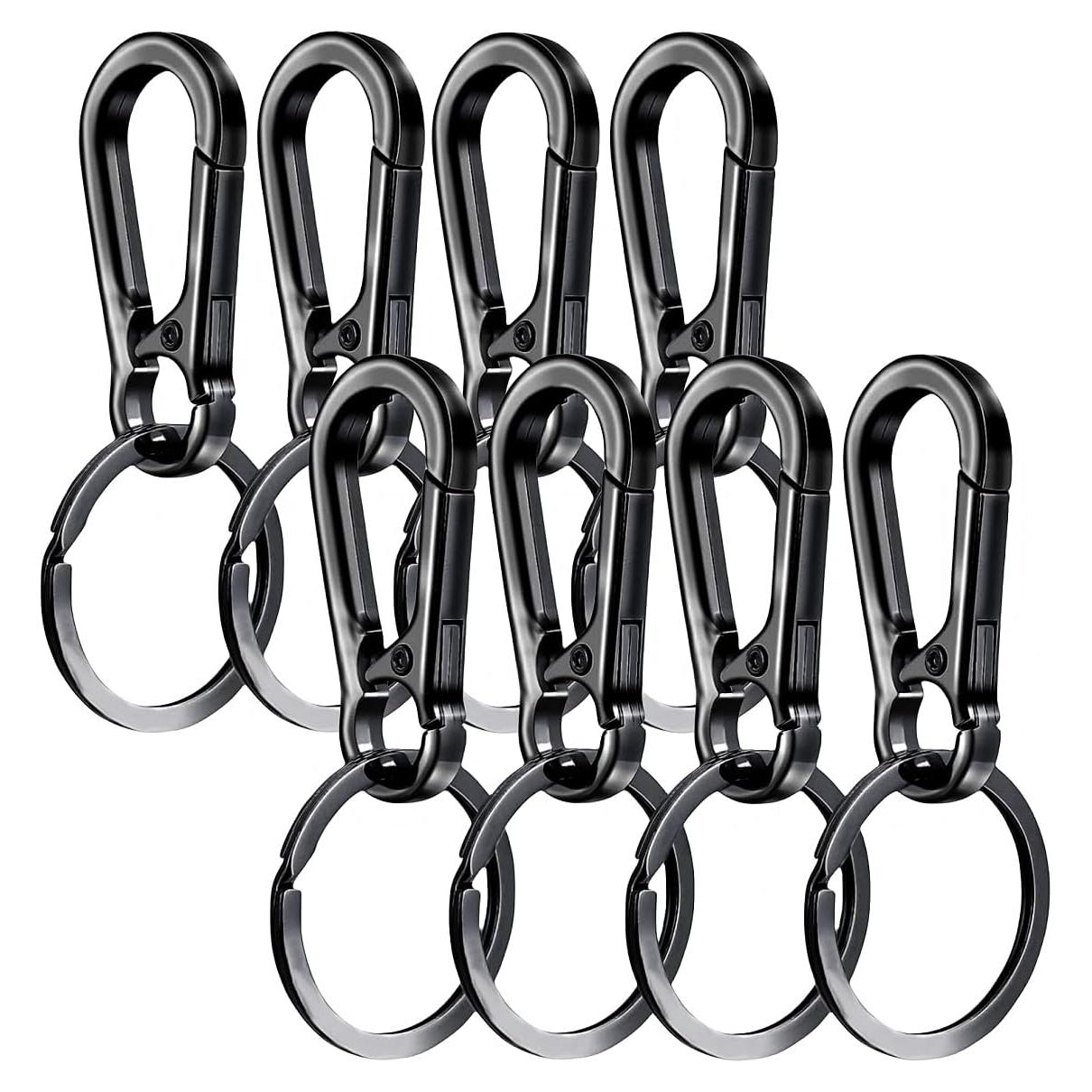8 Llavero de Metal Sugiury con Carabiner y Organizador Negro