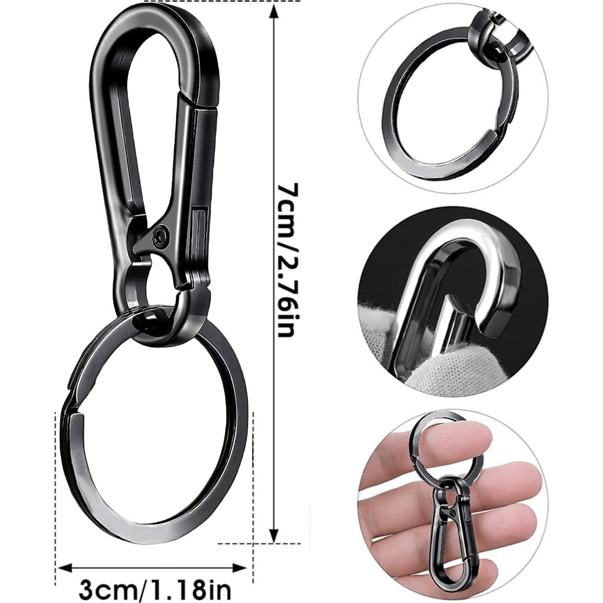 8 Llavero de Metal Sugiury con Carabiner y Organizador Negro