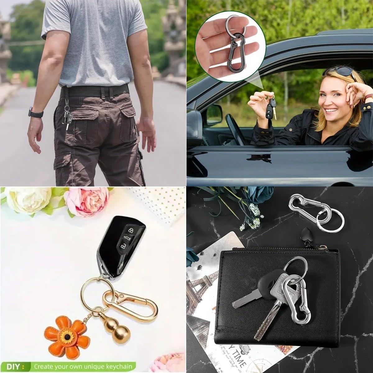 8 Llavero de Metal Sugiury con Carabiner y Organizador Negro