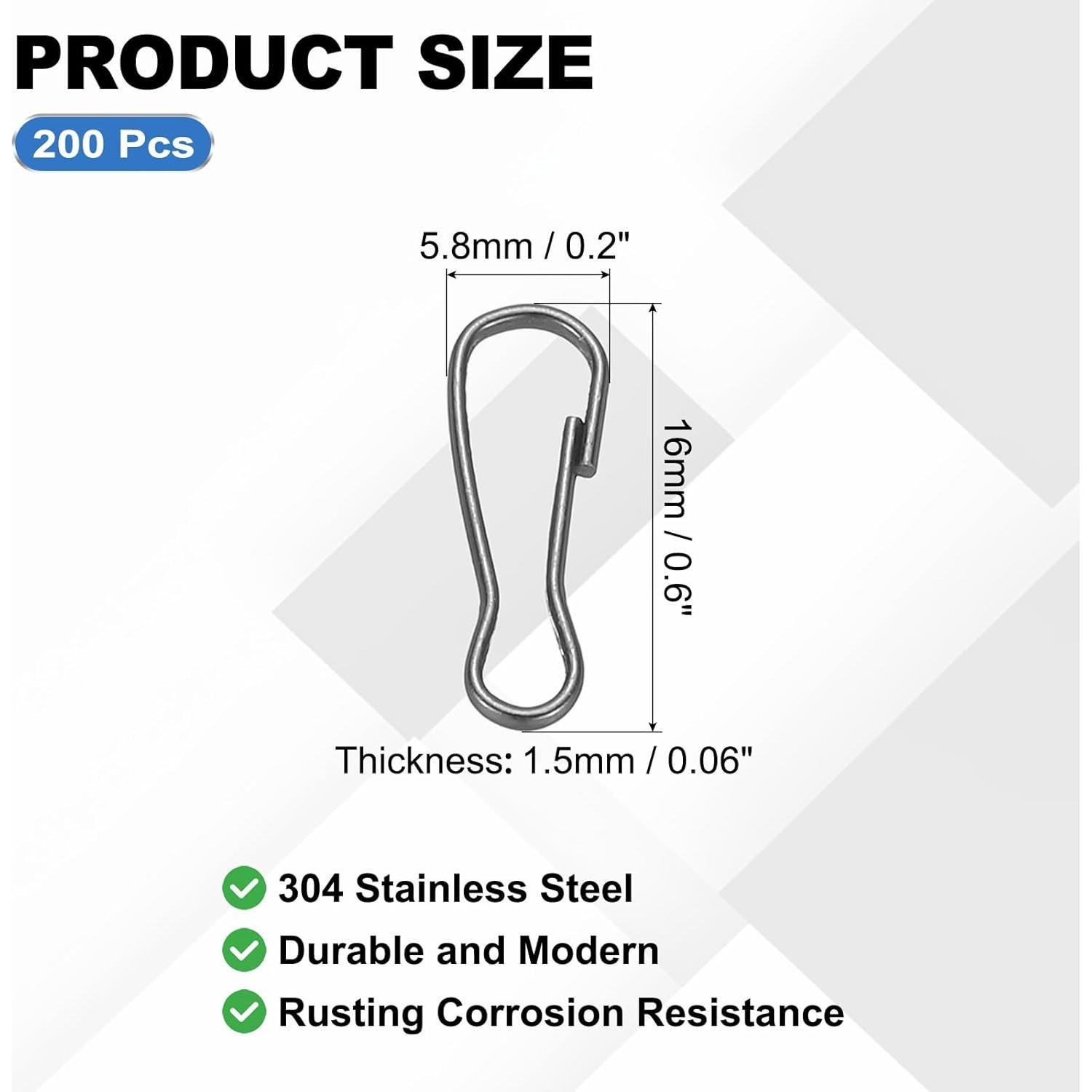 Ganchos de Lanyard PATIKIL 200 Pcs Acero Inoxidable 16mm Negro