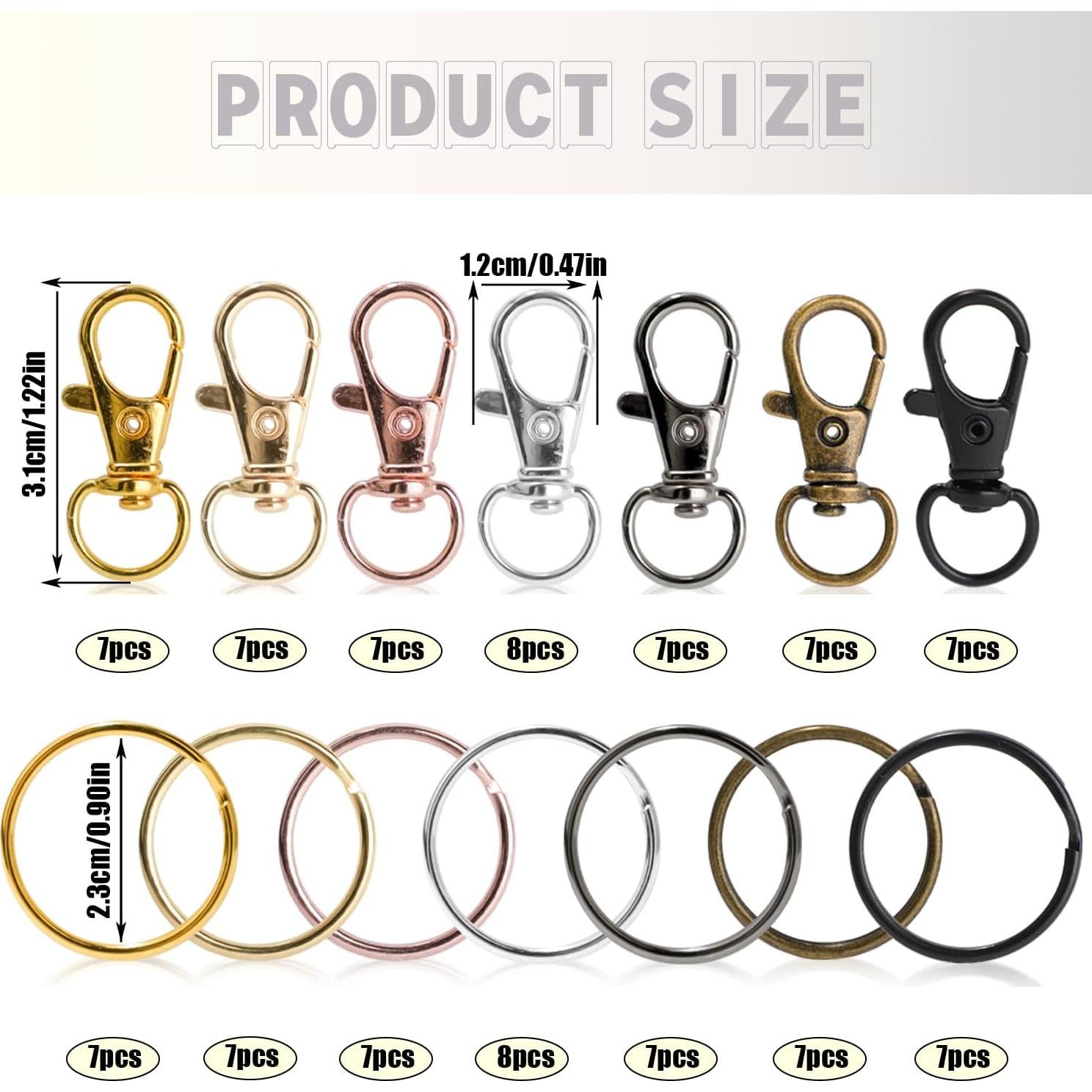 100 Ganchos de Clip para Llaveros Motroce, Cierre de Langosta, 7 Colores