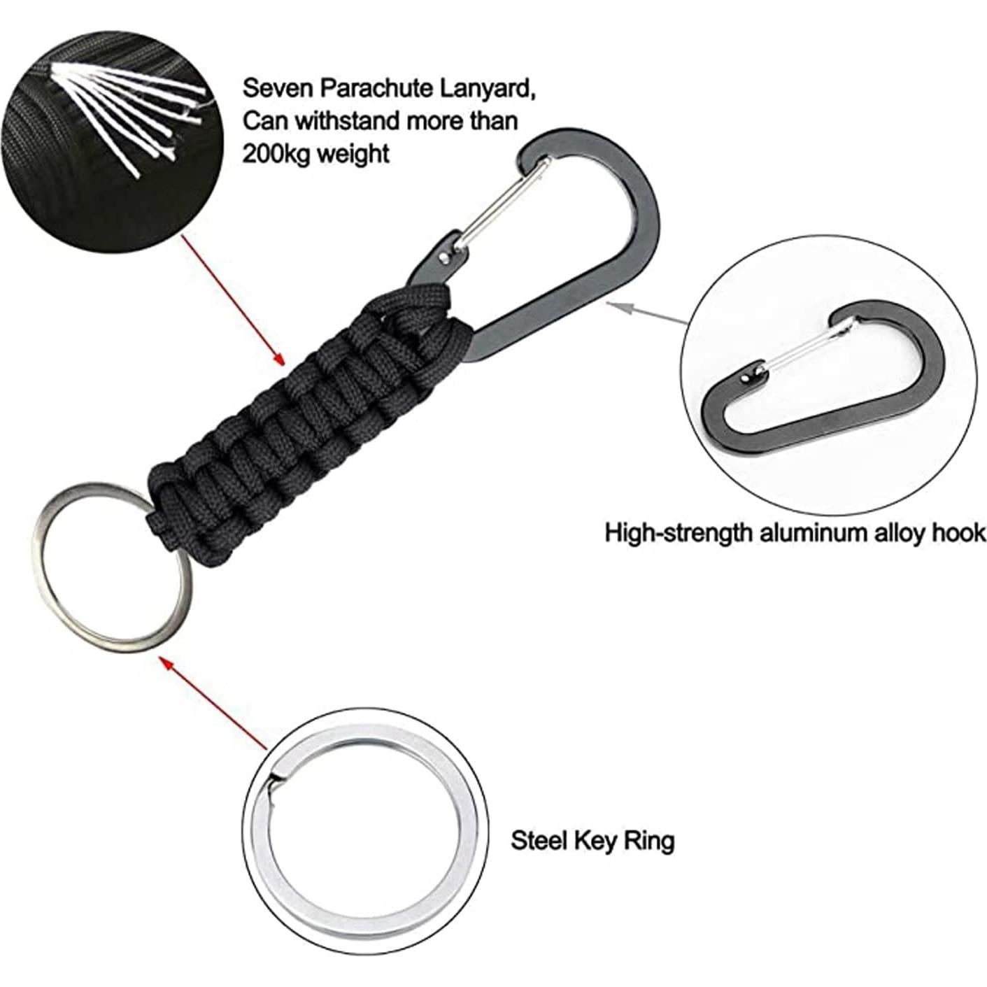 Llavero de Paracord BRAVESHINE con Clip de Carabiner 15.5 cm