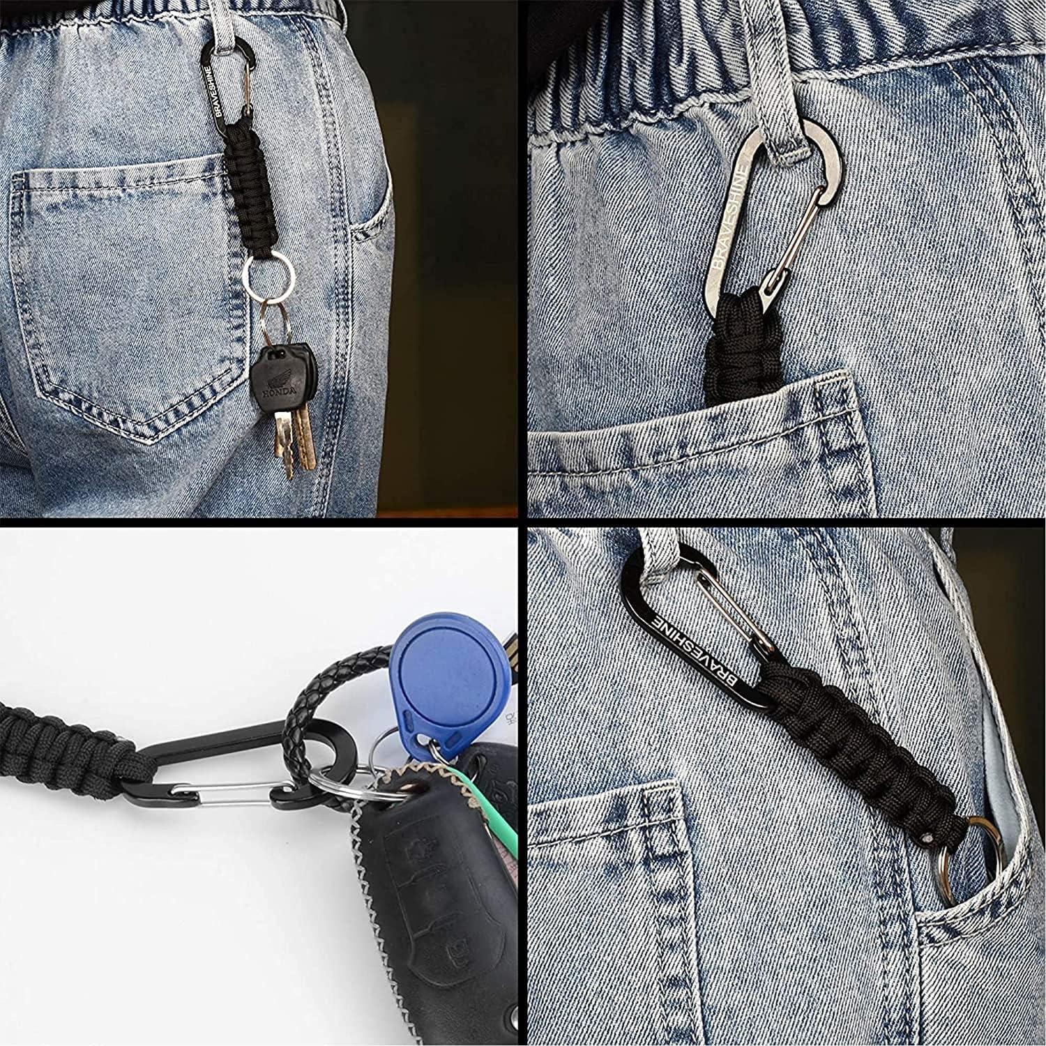 Llavero de Paracord BRAVESHINE con Clip de Carabiner 15.5 cm