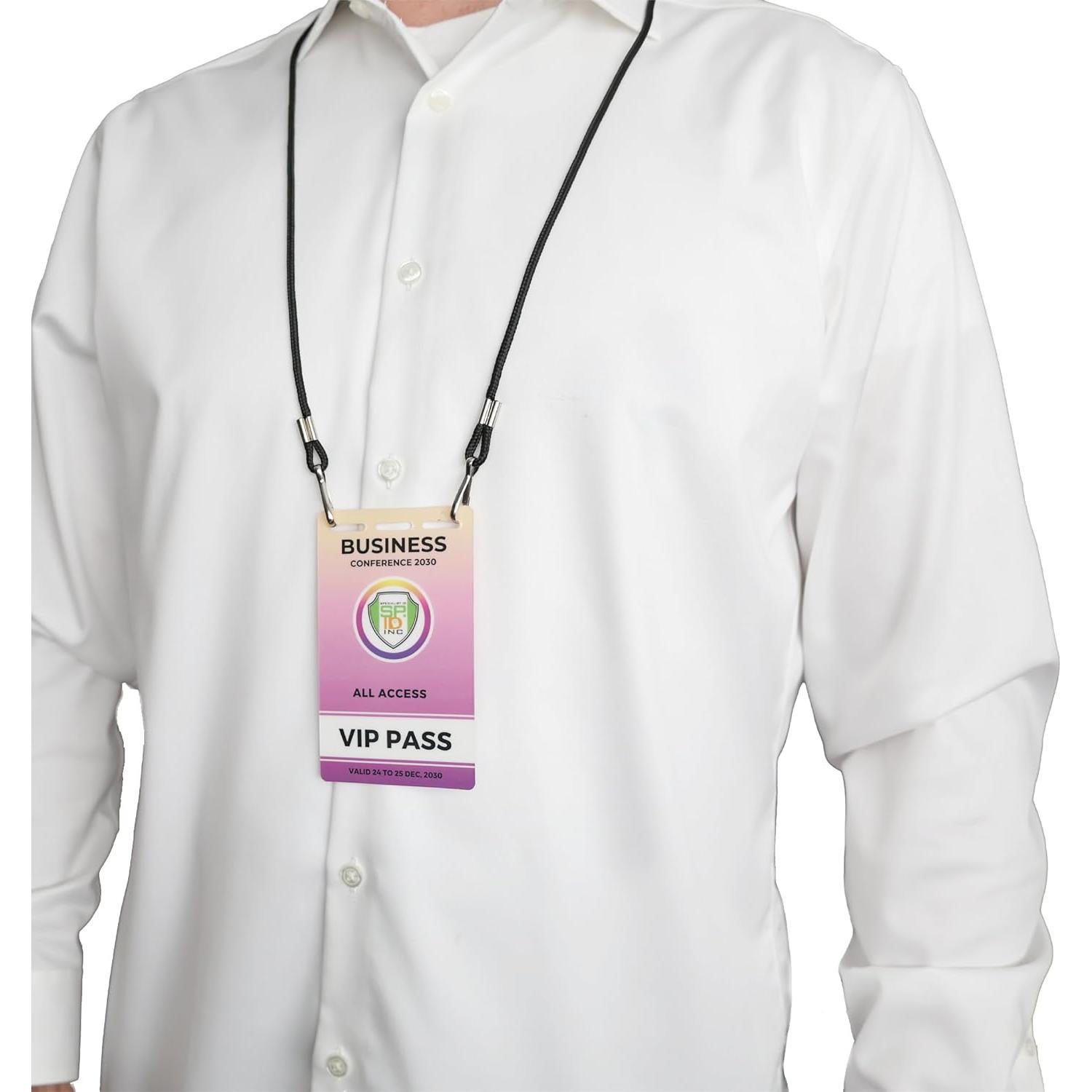 Lanyard Redondo Negro Specialist ID 91.44 cm con Dos Clips J