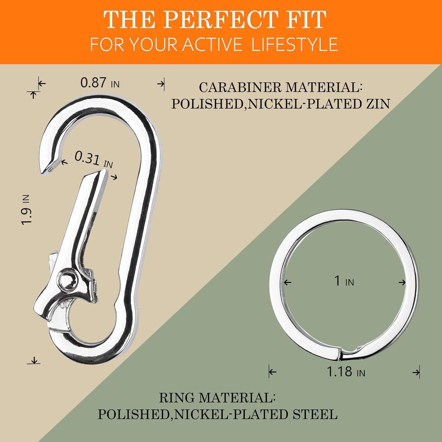 Soporte de Llavero de Metal Geeice - Mosquetón Resistente 2 Pzas