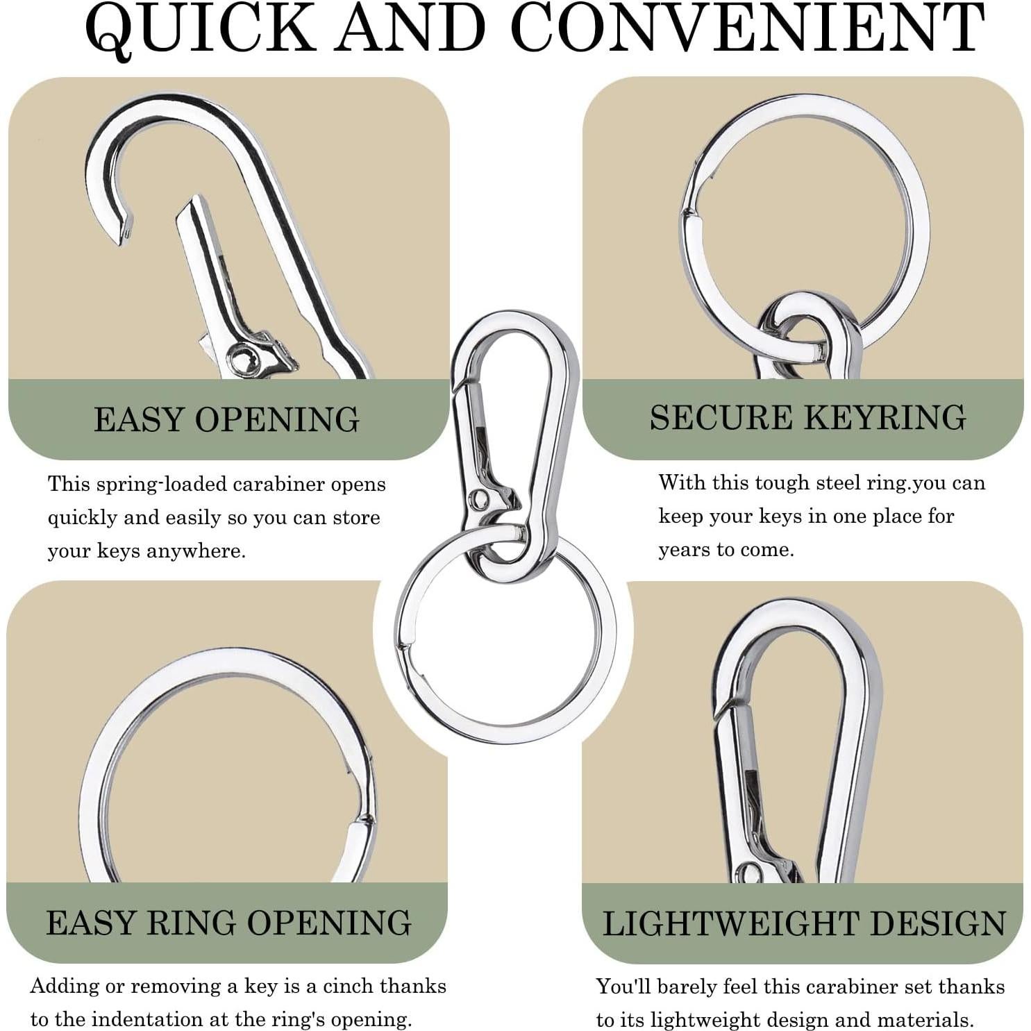 Soporte de Llavero de Metal Geeice - Mosquetón Resistente 2 Pzas