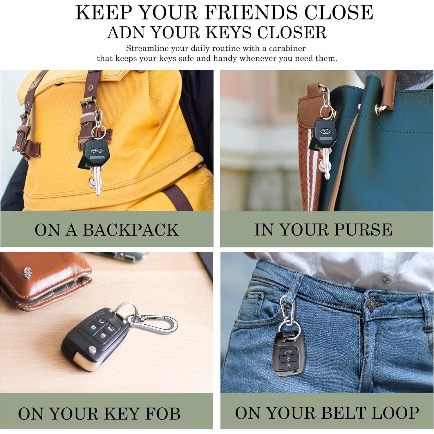 Soporte de Llavero de Metal Geeice - Mosquetón Resistente 2 Pzas