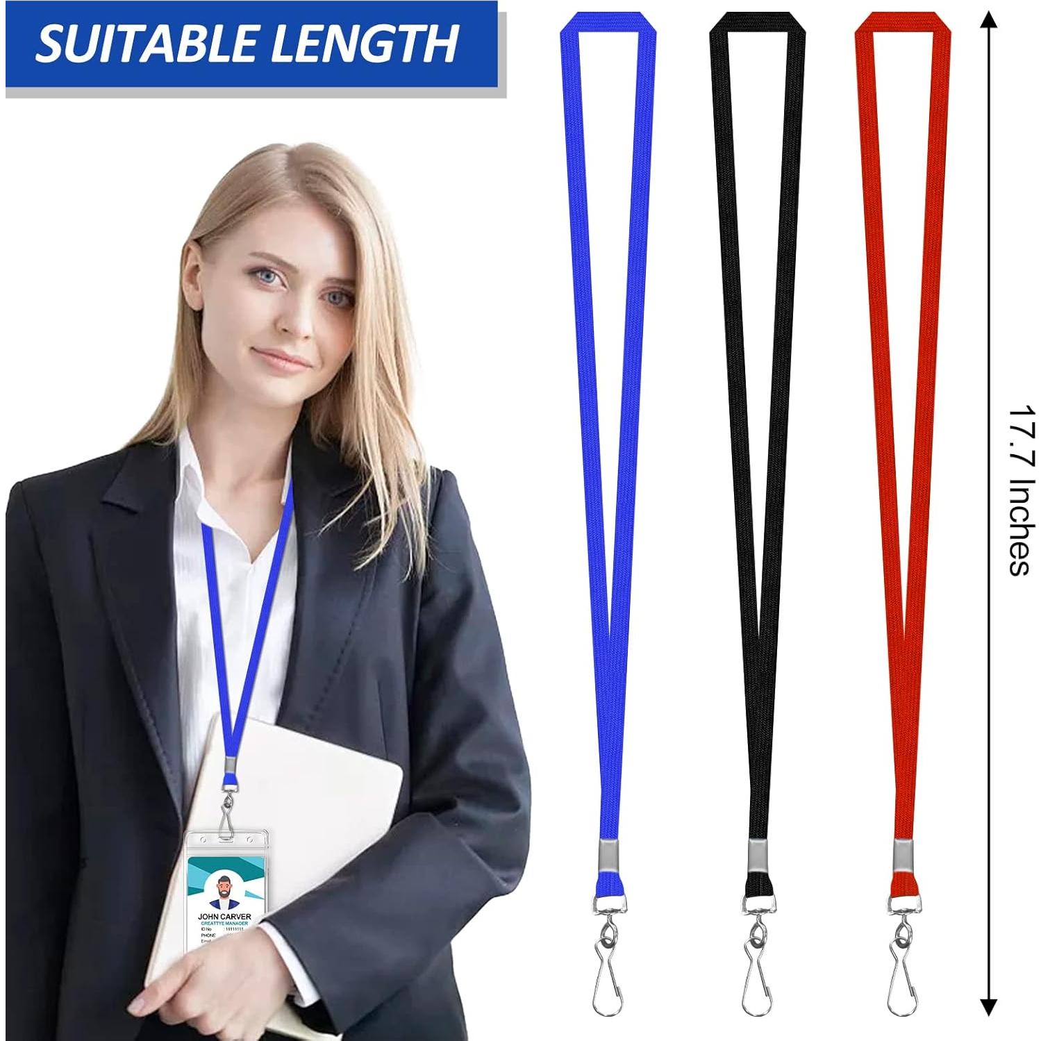 Paquete de 100 lanyards negros Orcielo con gancho J 45 cm