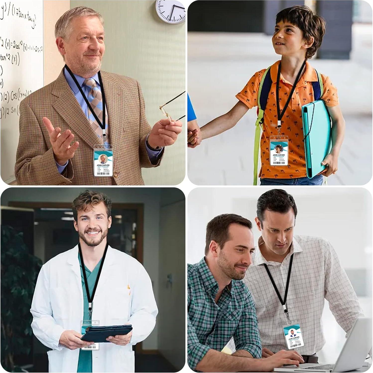 Paquete de 100 lanyards negros Orcielo con gancho J 45 cm