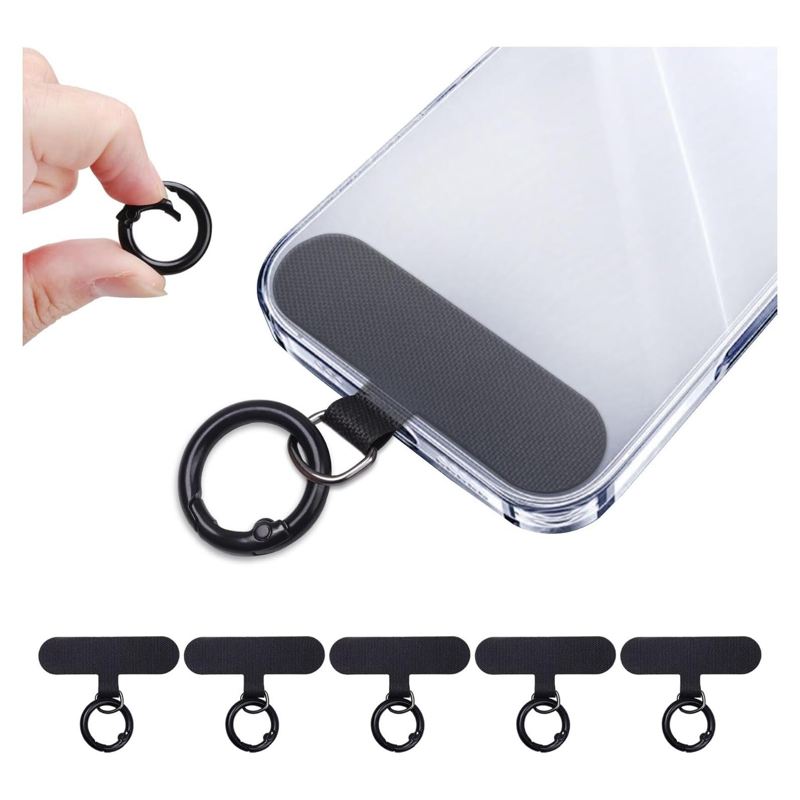 SEVENKA 6 Tabs de Sujeción para Teléfono - Lanyard Negro