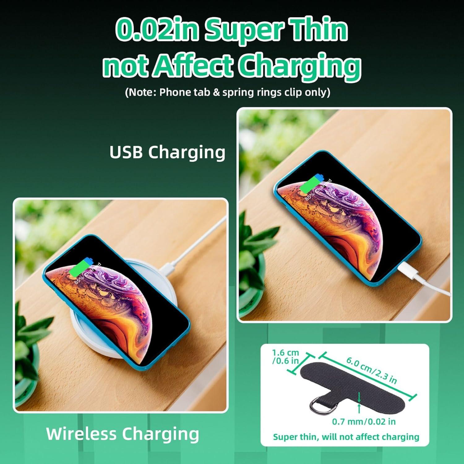 SEVENKA 6 Tabs de Sujeción para Teléfono - Lanyard Negro