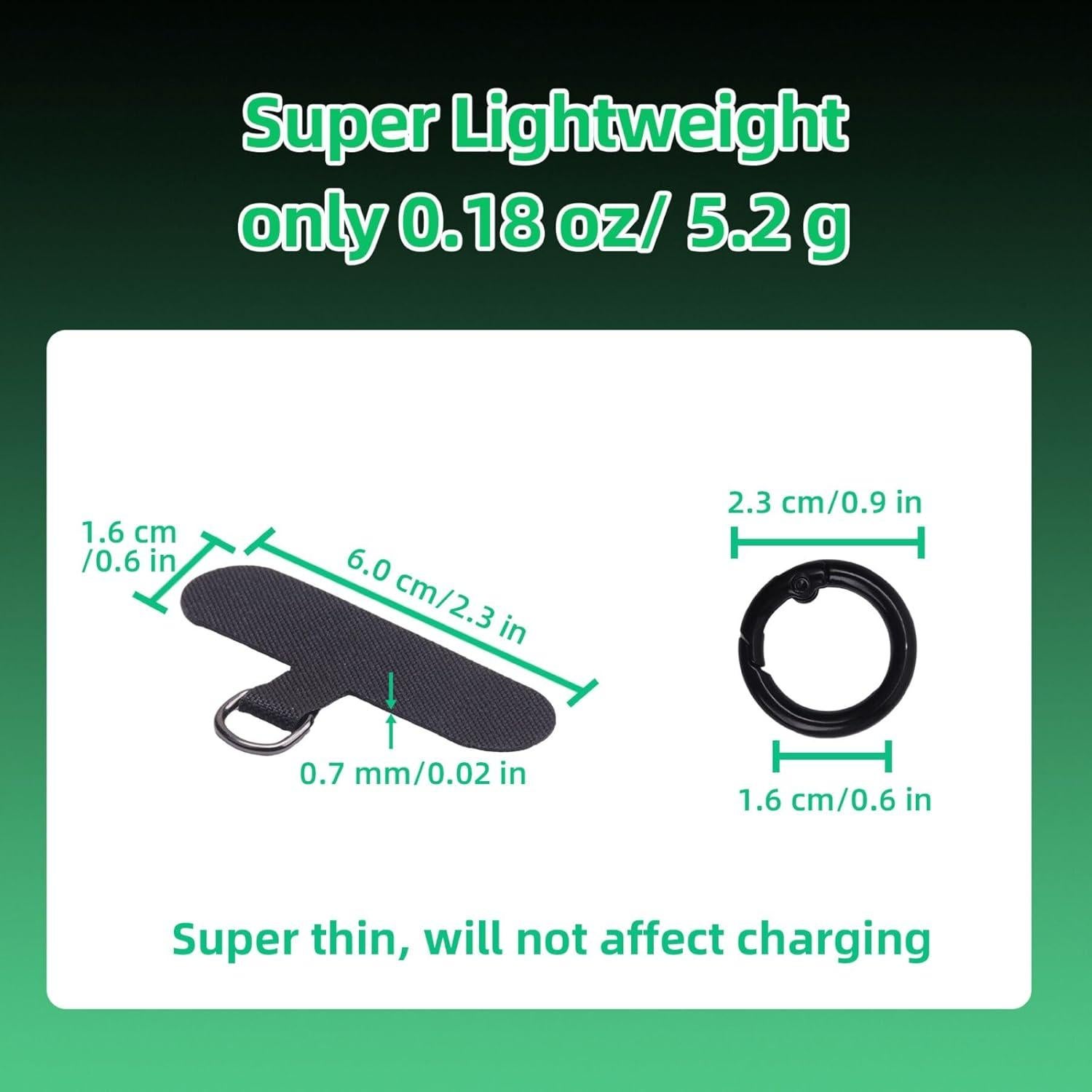 SEVENKA 6 Tabs de Sujeción para Teléfono - Lanyard Negro