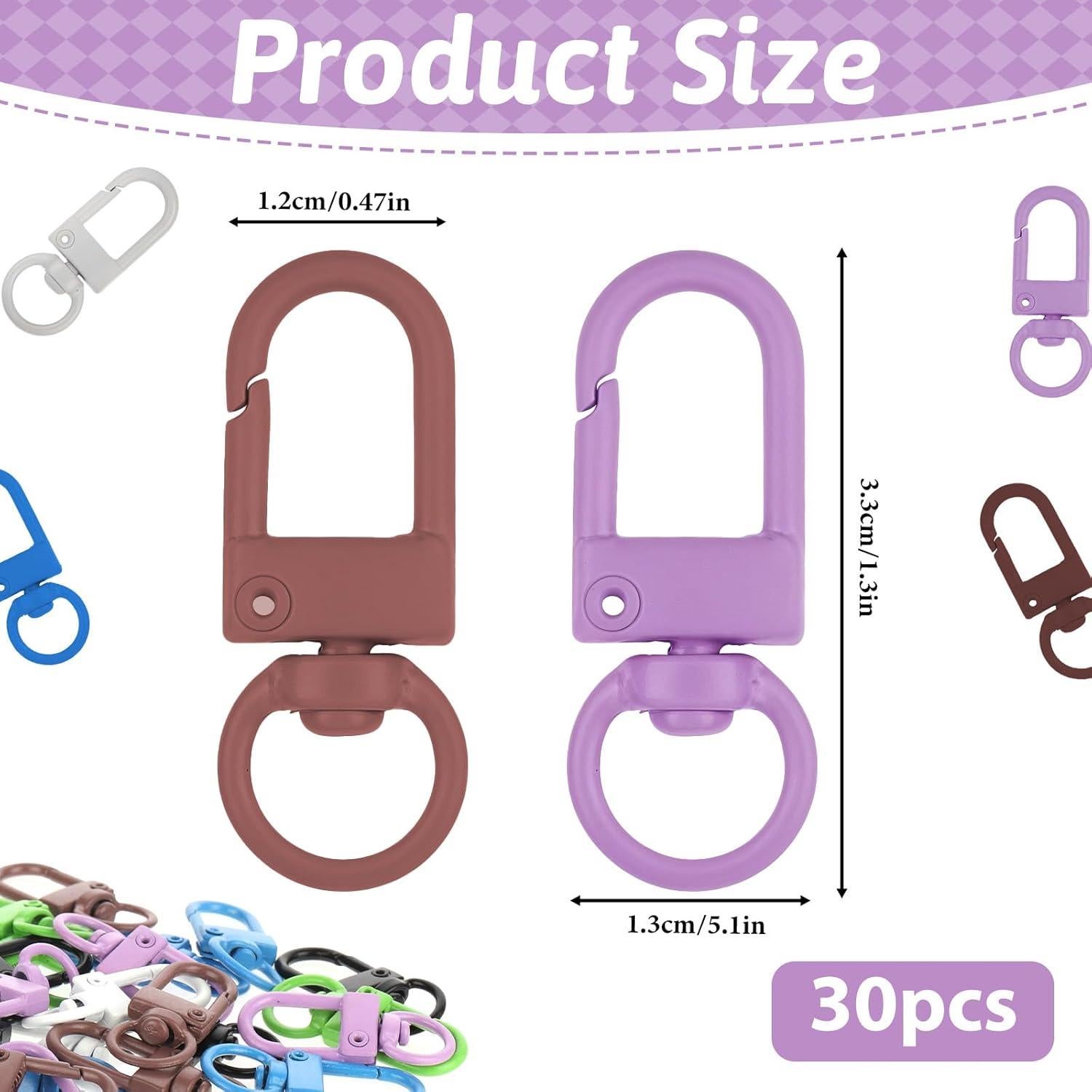 30 Ganchos Giratorios Coloridos Tweruna para Llaveros DIY