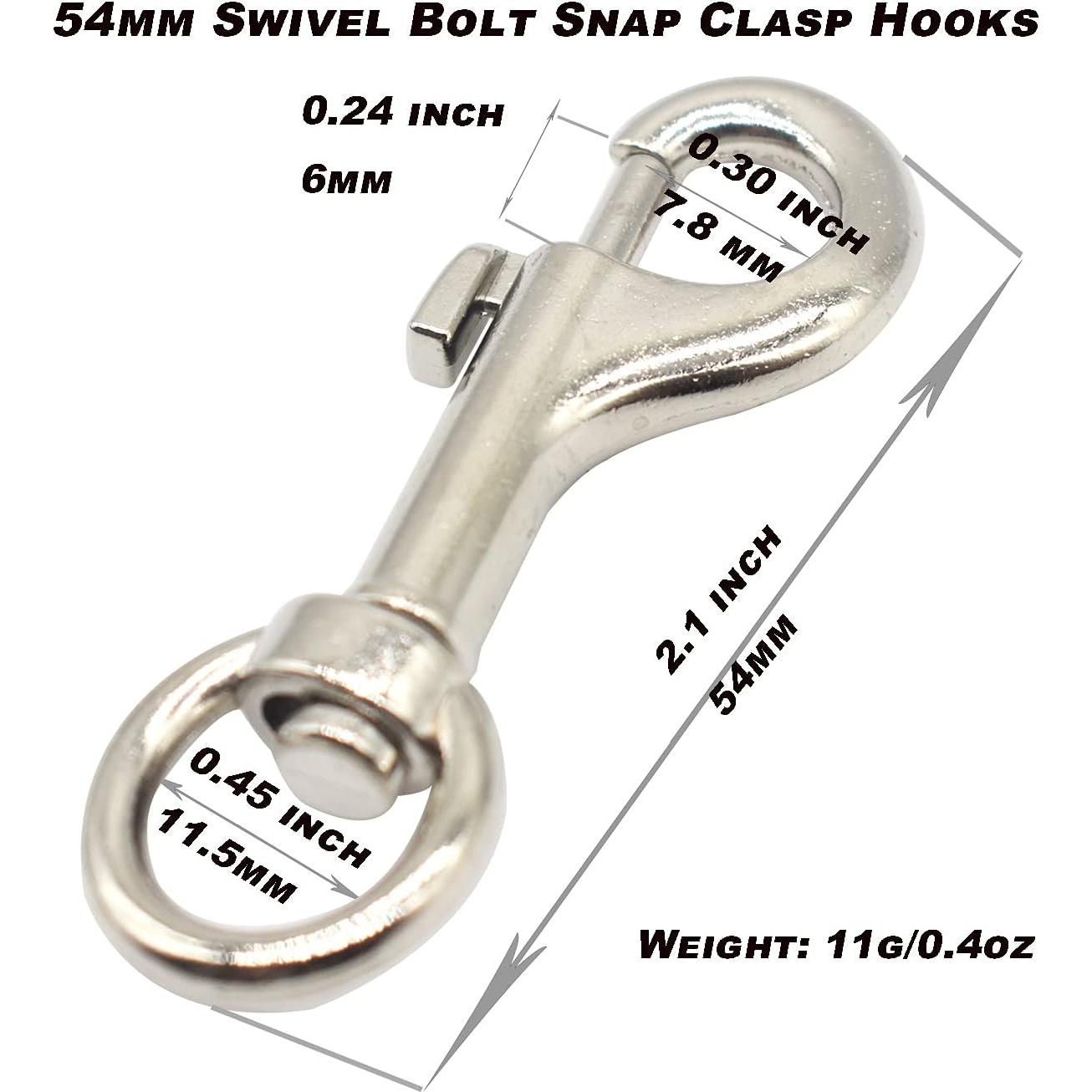 10 Ganchos de Cierre Giratorio de Metal Plata 54mm