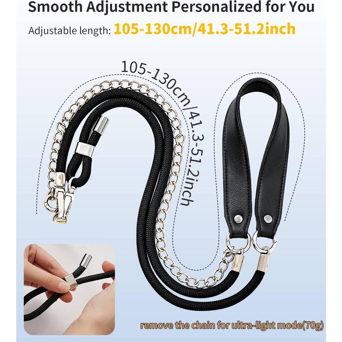 Lanyard cruzado 3 en 1 HLOMOM para teléfono ajustable negro