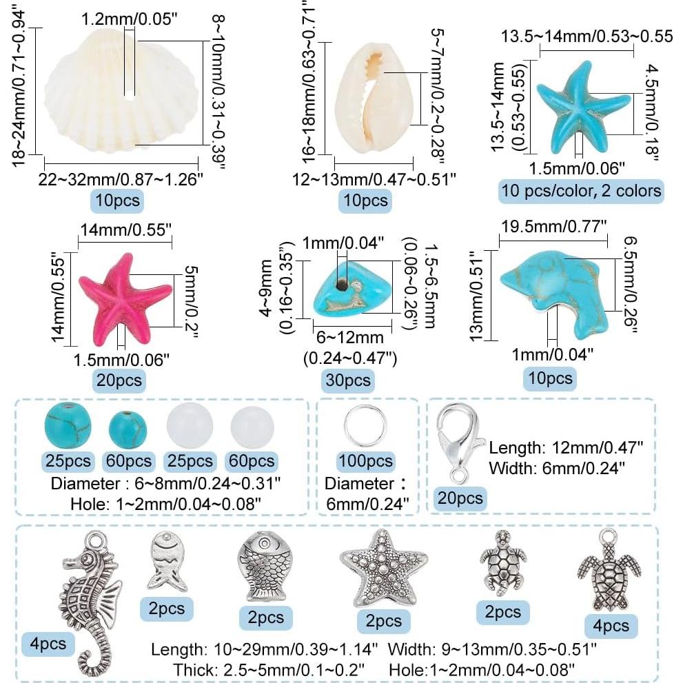 Kit de Joyería PH PandaHall Ocean - 406 Piezas Marinas