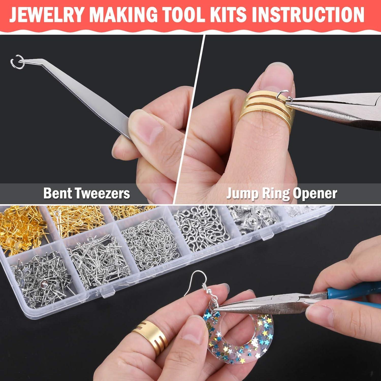 Kit de Hacer Pendientes Caffox 2900 Piezas Plata y Oro