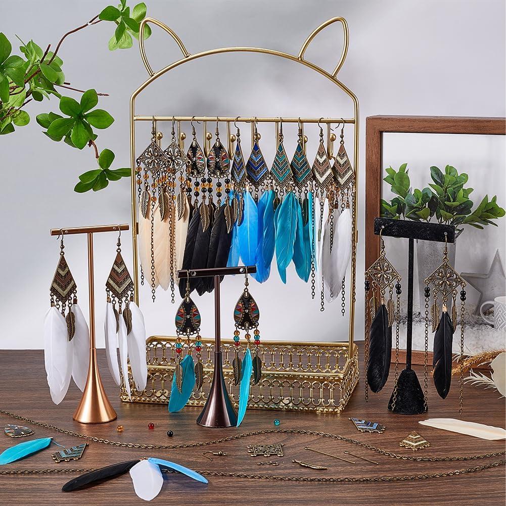 Kit de Pendientes de Plumas SUNNYCLUE - 8 Pares DIY Bohemios