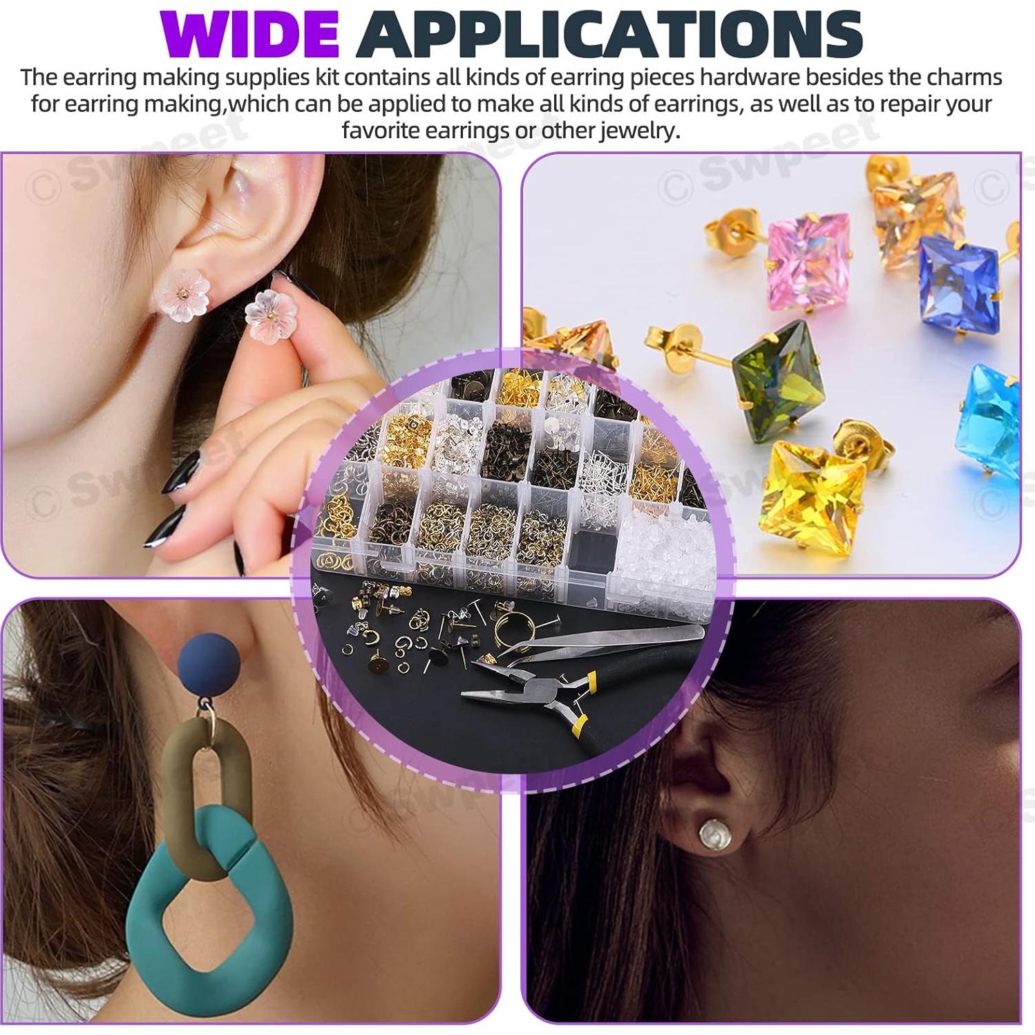 Kit de Fabricación de Pendientes Swpeet 3053 Piezas 4-10mm