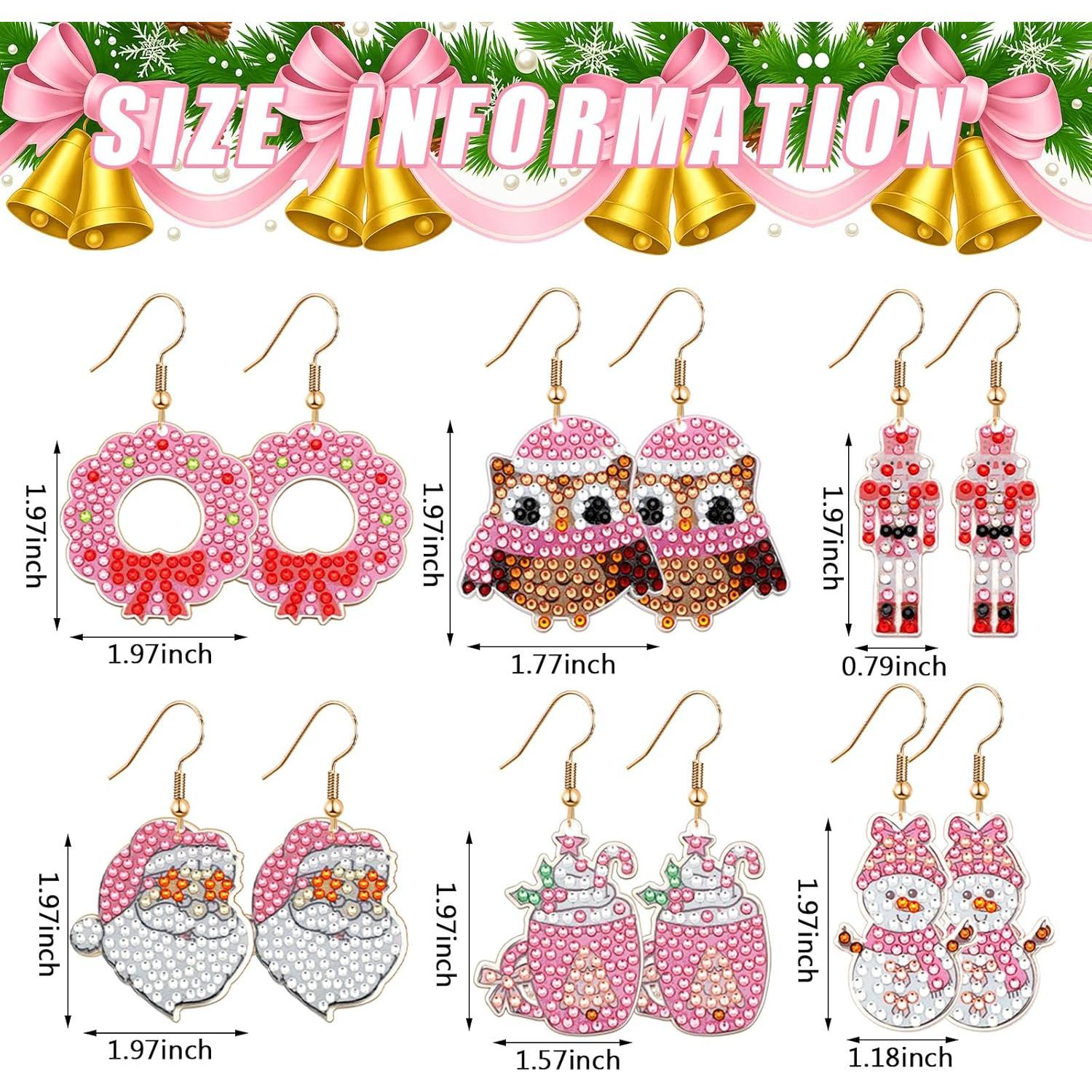 Kit de Pendientes DIY Siifert 24 Pares Navidad Rosa