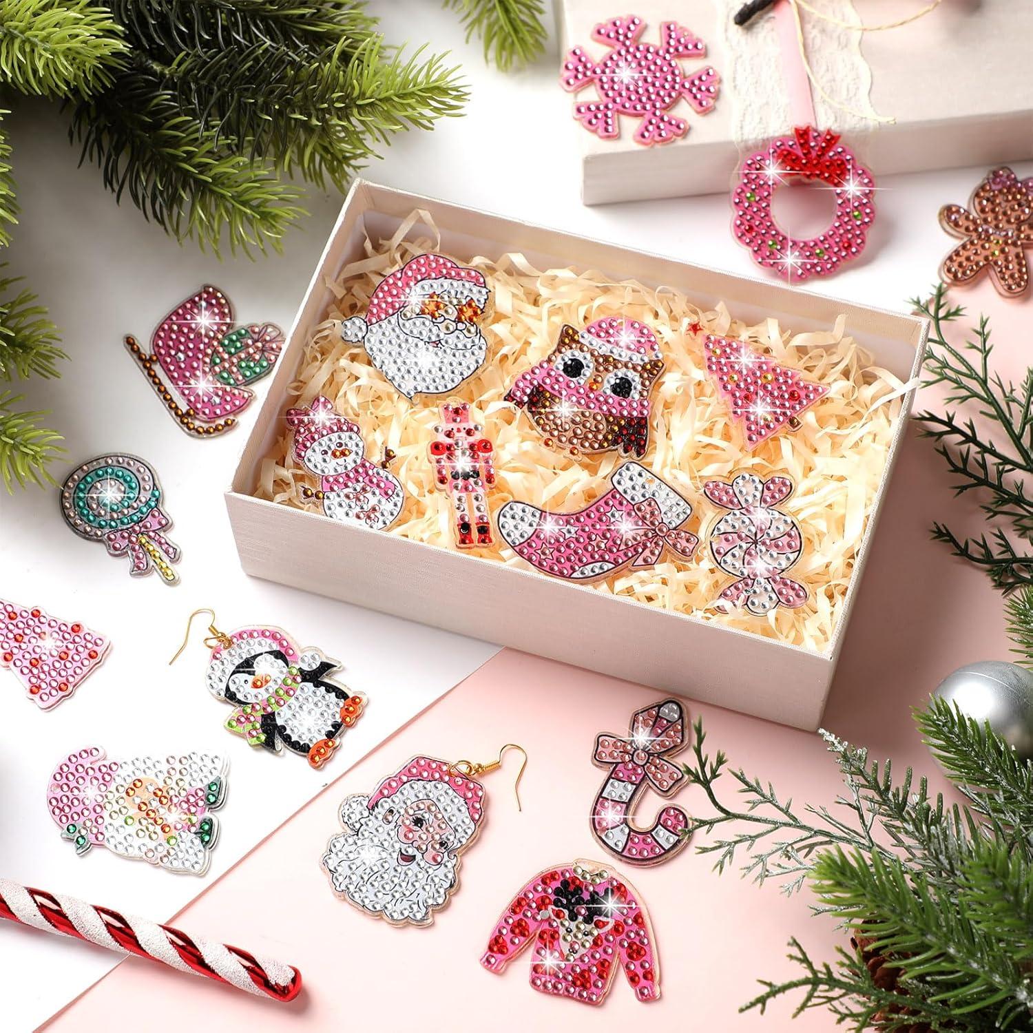 Kit de Pendientes DIY Siifert 24 Pares Navidad Rosa