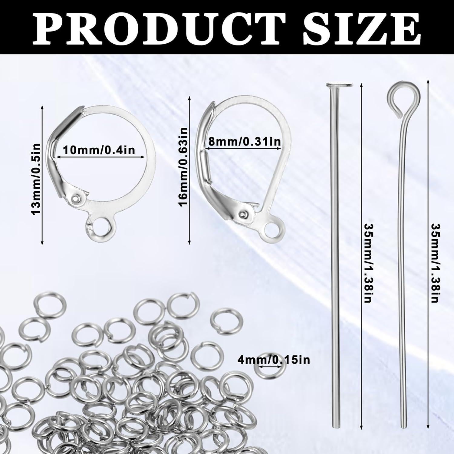 Kit de Fabricación de Pendientes Josojoou 180 Piezas Plata