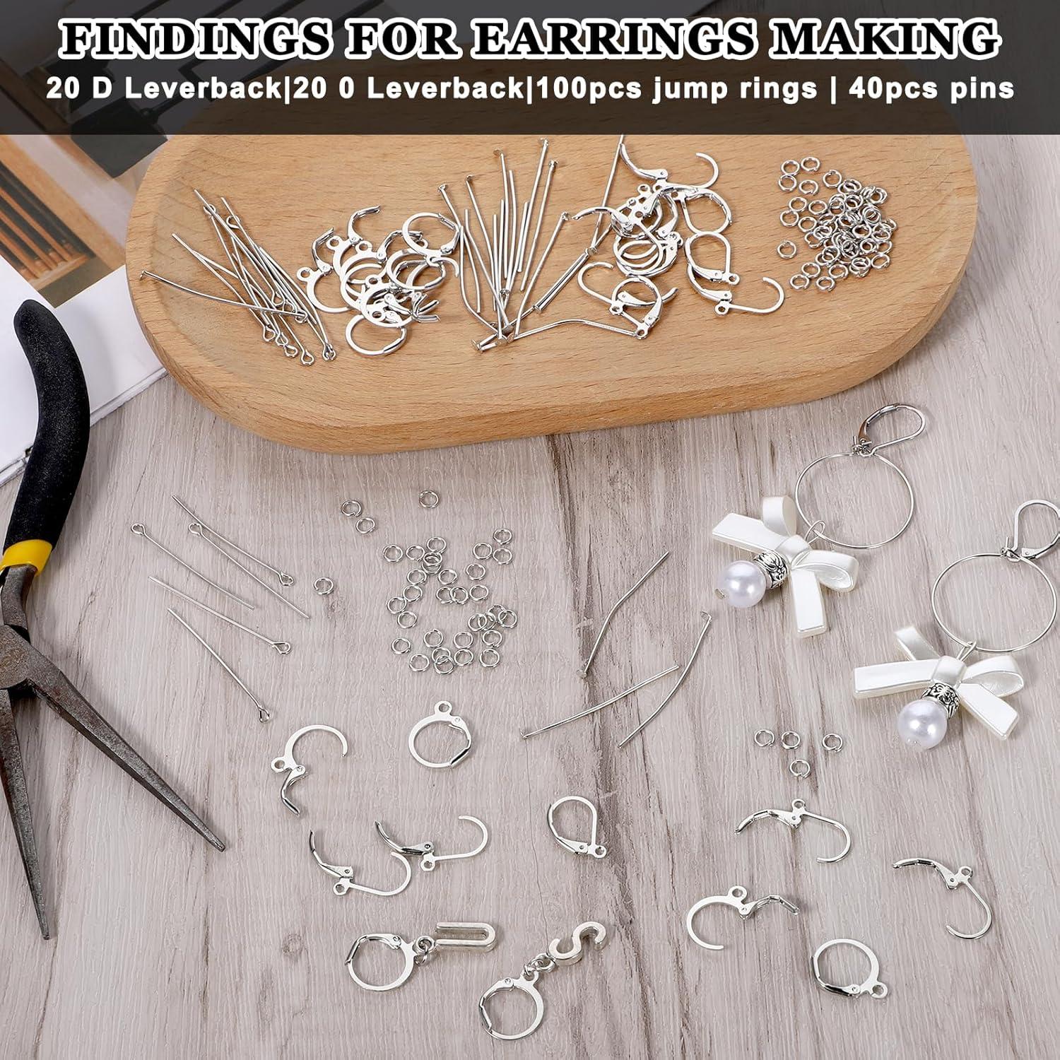 Kit de Fabricación de Pendientes Josojoou 180 Piezas Plata