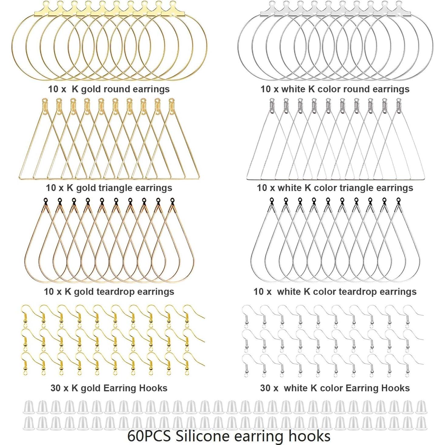 Conjunto de Pendientes de Aro TopBine 60 Piezas - Oro K y Blanco K