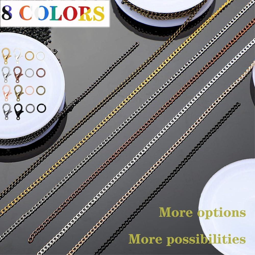 Kit de Fabricación de Joyas YZDTECH - Cadena 24.38 m, 8 Colores, 80 Cierres
