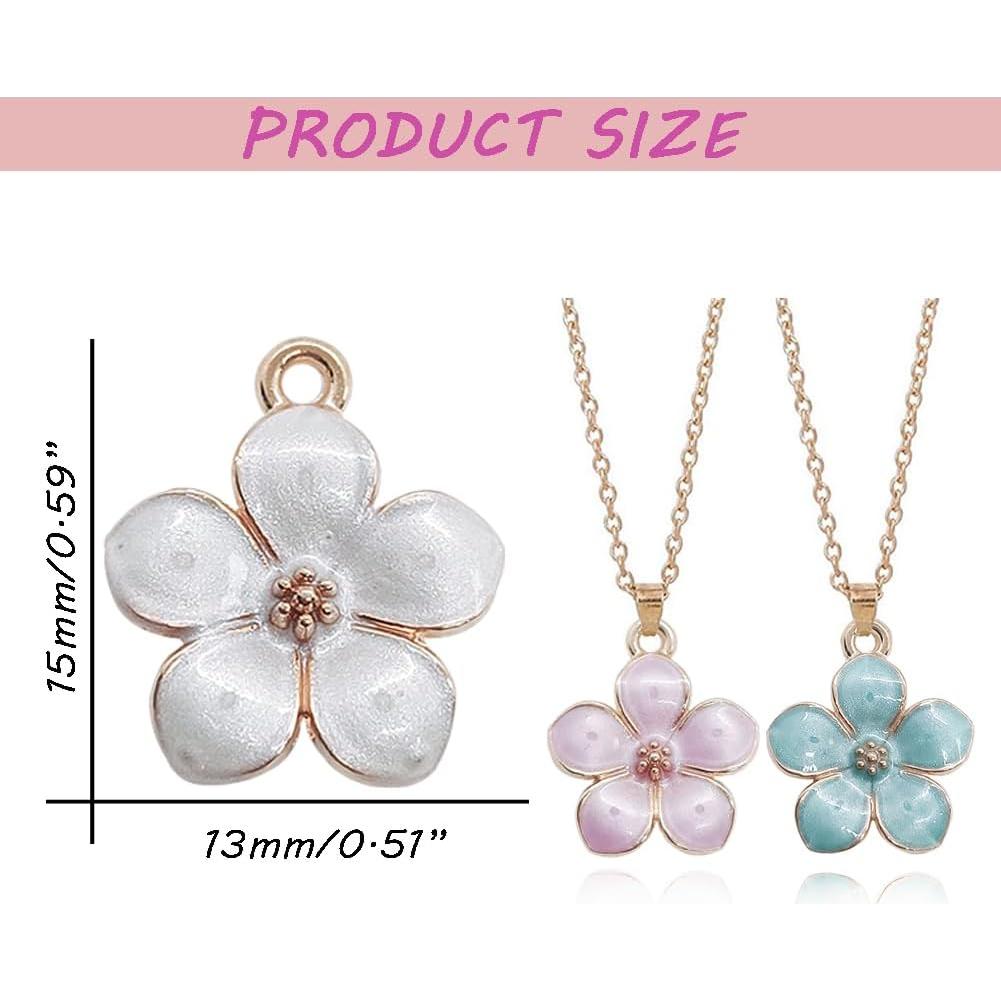 Encantos de Flores de Cerezos Esmalte Baño de Oro 30Pcs Joyería