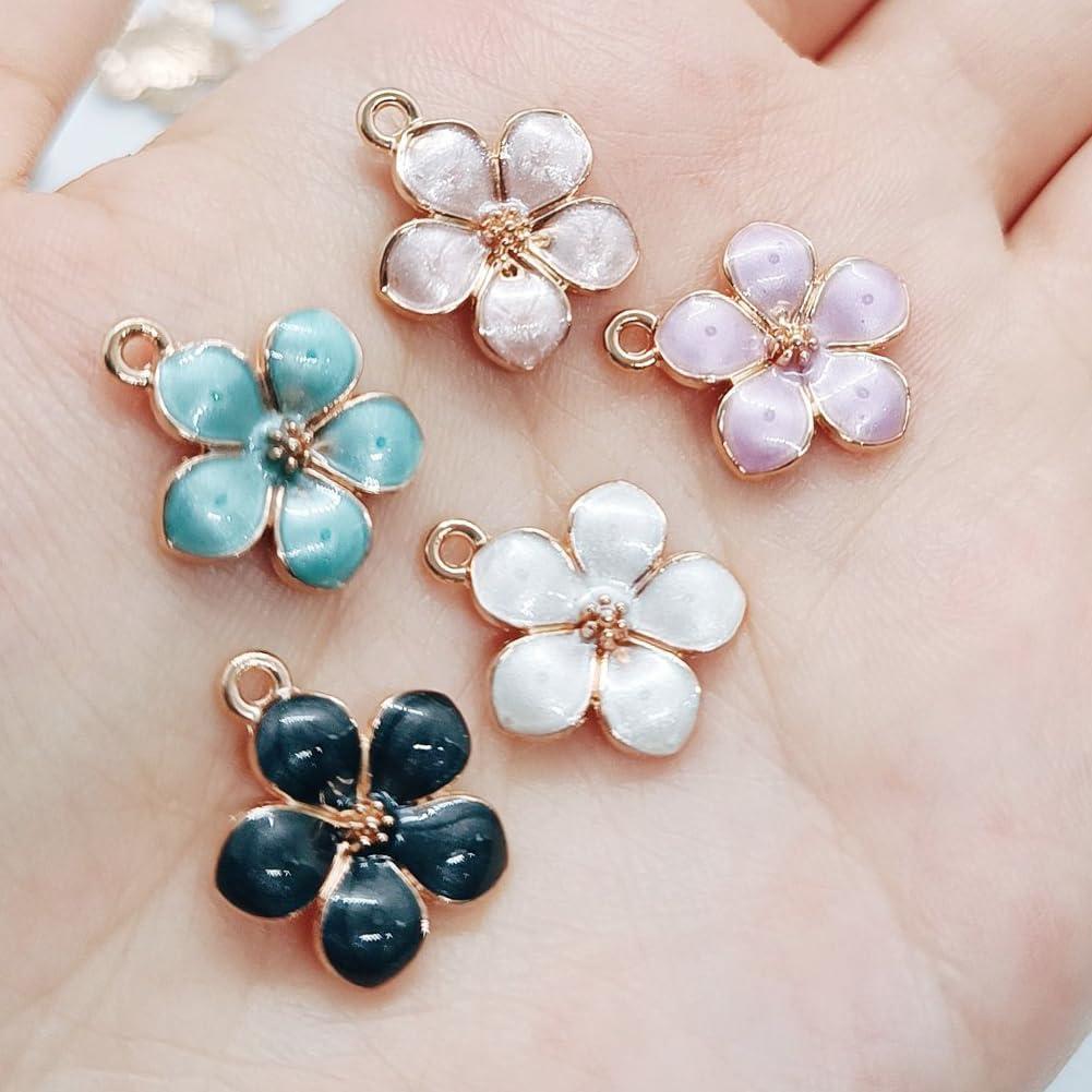 Encantos de Flores de Cerezos Esmalte Baño de Oro 30Pcs Joyería