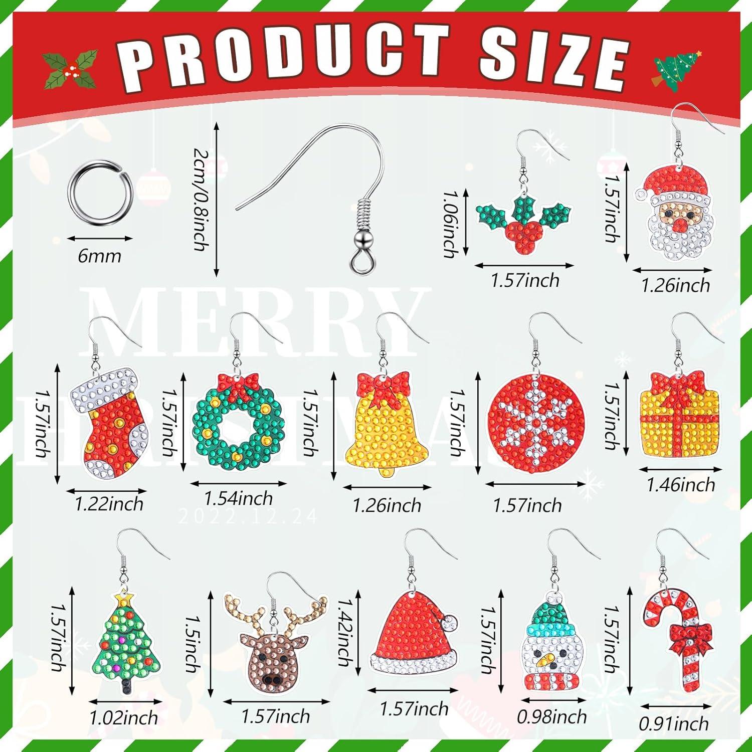 Kit de Pendientes de Diamante Navidad Remuuly 12 Pares DIY
