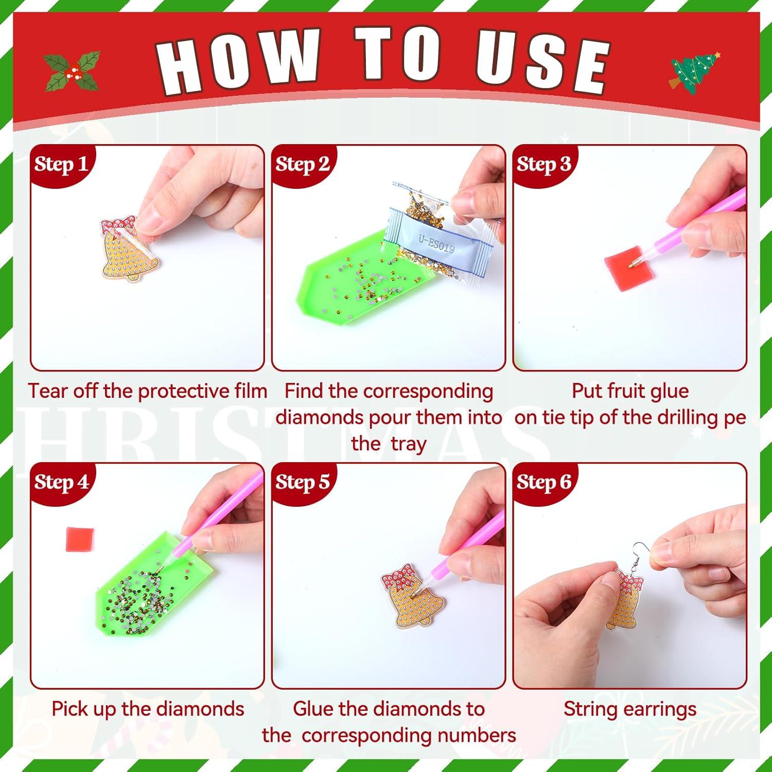 Kit de Pendientes de Diamante Navidad Remuuly 12 Pares DIY