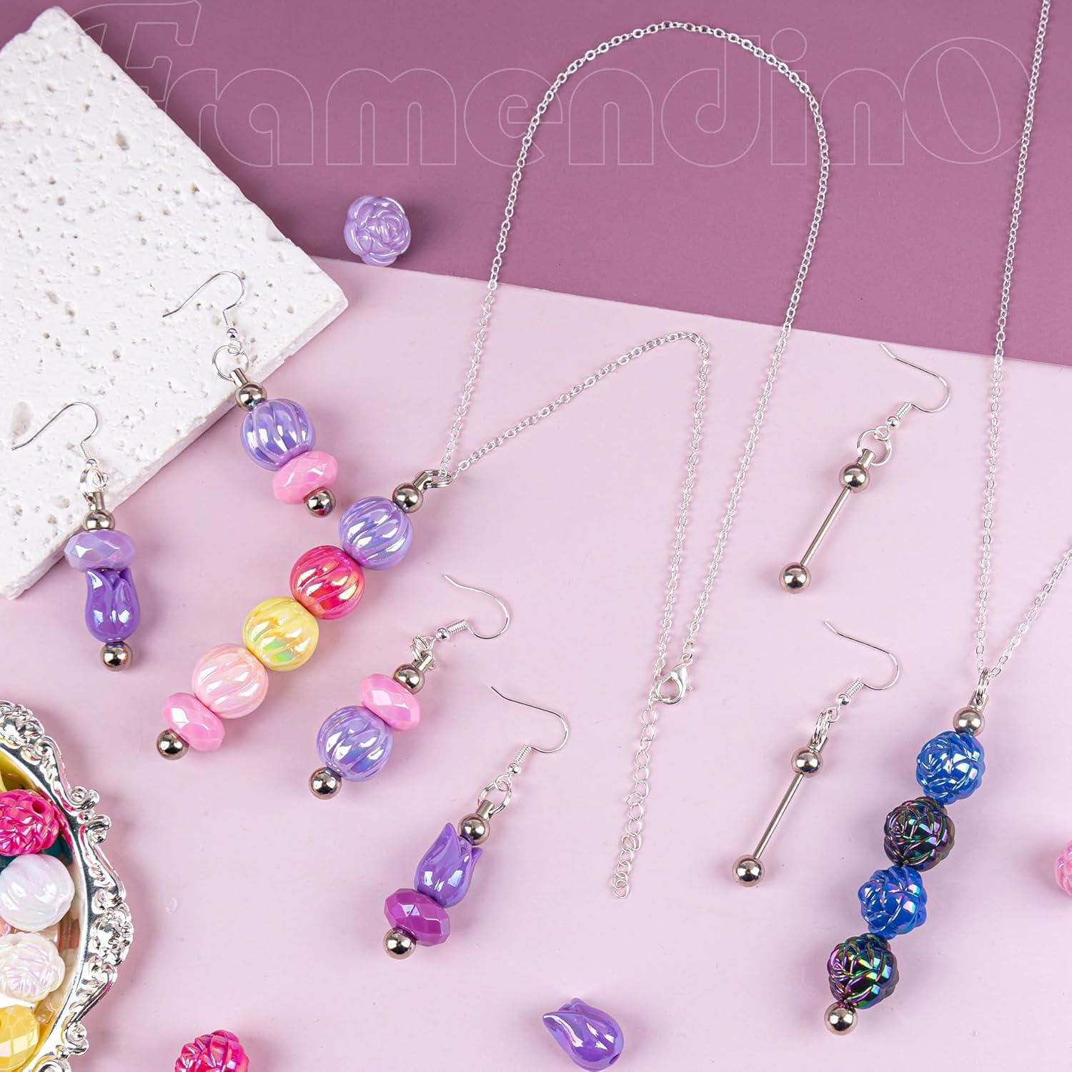 Kit de Joyería Beadable Framendino - 4 Collares y Aretes de Metal