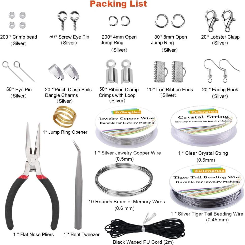 Kit de Fabricación de Joyas EuTengHao - 922 Piezas en Plata